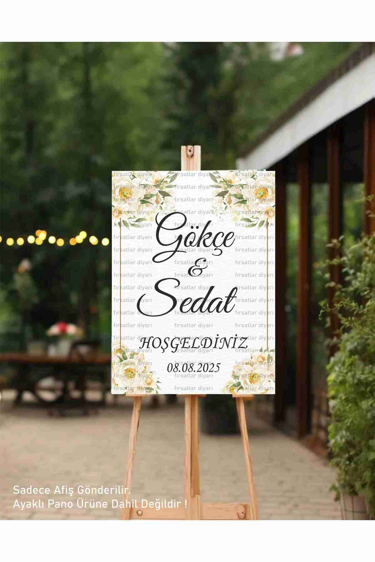 fırsatlar diyarı Kişiye Özel Kına Nişan Söz Nikah Düğün Hoşgeldiniz Karşılama Panosu Afişi 33x48 Cm