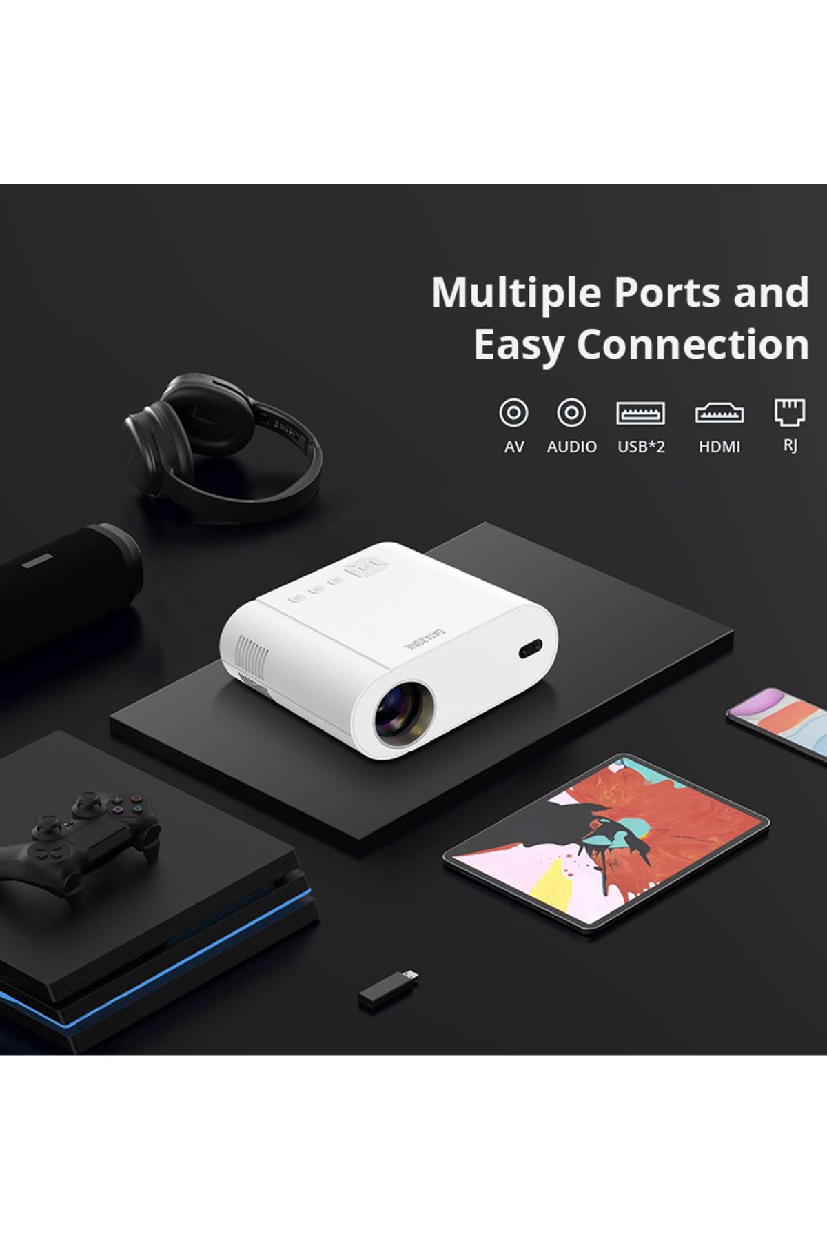 Datazone-جهاز عرض DZ-P-4008V عالي الوضوح، 3000 لومن، يدعم 4K، واي فاي 6، أندرويد 11، بلوتوث 7