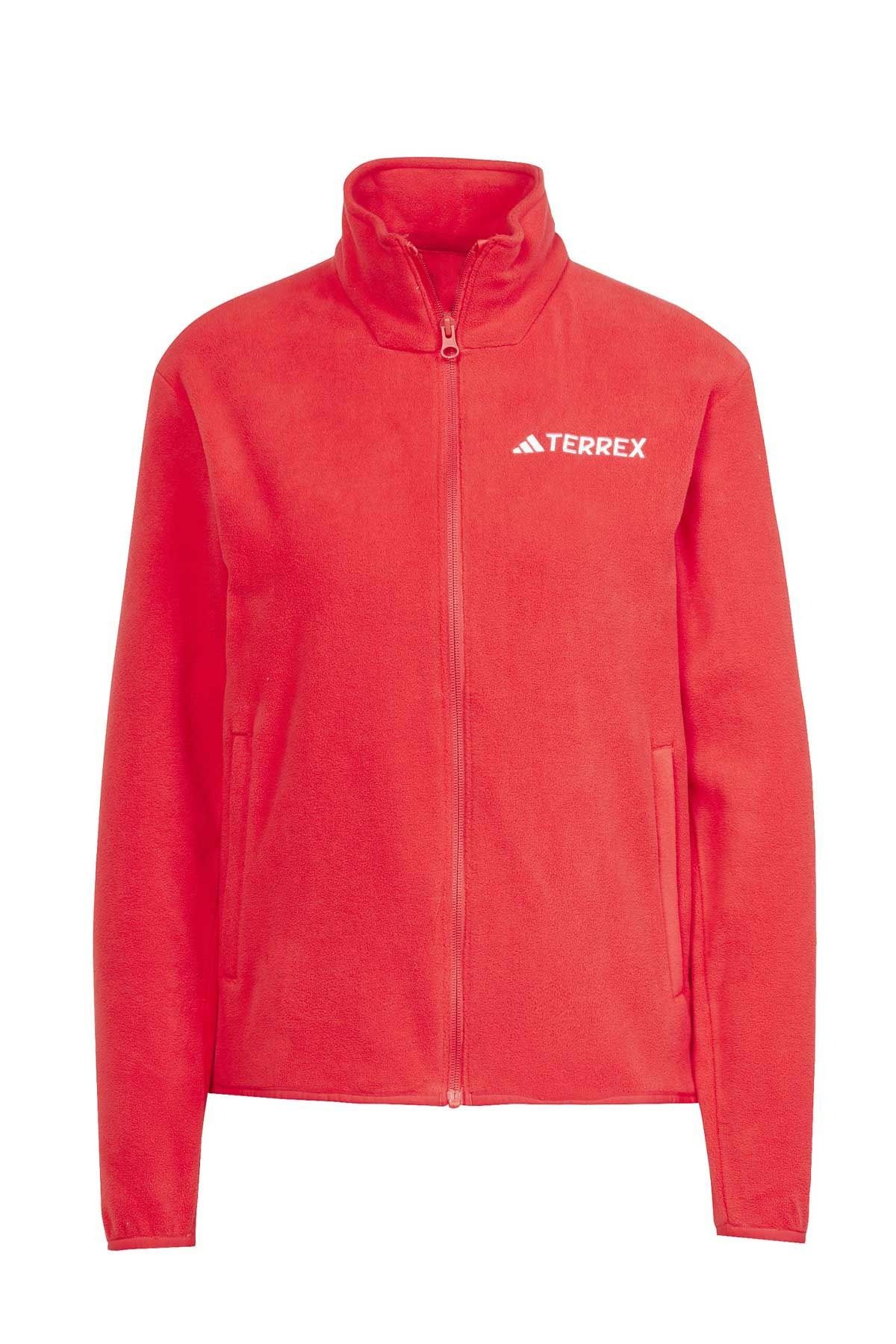 adidas-W Mt Ess Fz Fl Red Women's Fleece Sweatshirt 2