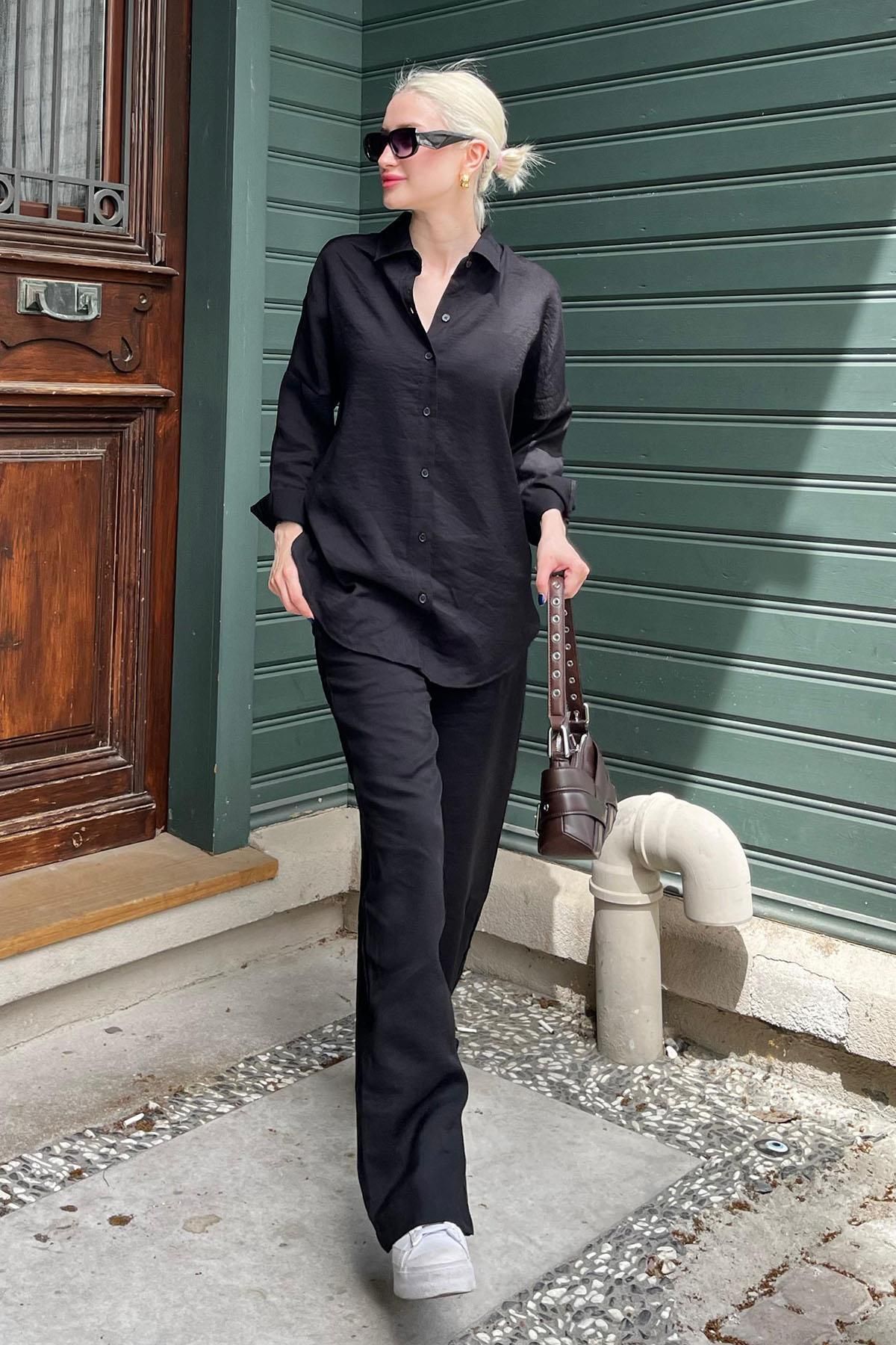 Madmext-Black Shirt Pants Double Set MG2117 4