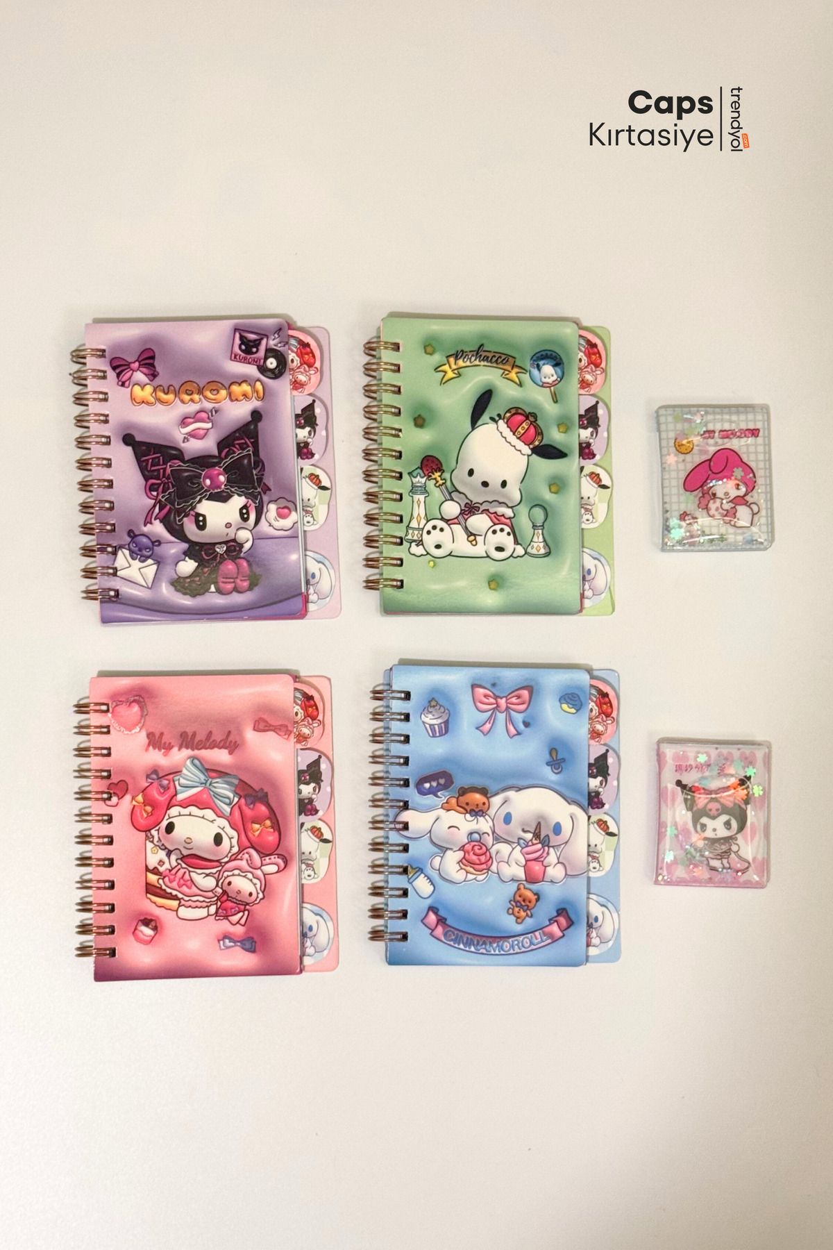 caps office 6 Adet Sanrio Temalı Kırtasiye Seti 4 Adet Sanrio Defter + 2 Adet Çıkartma (Sticker) Kırtasiye Seti
