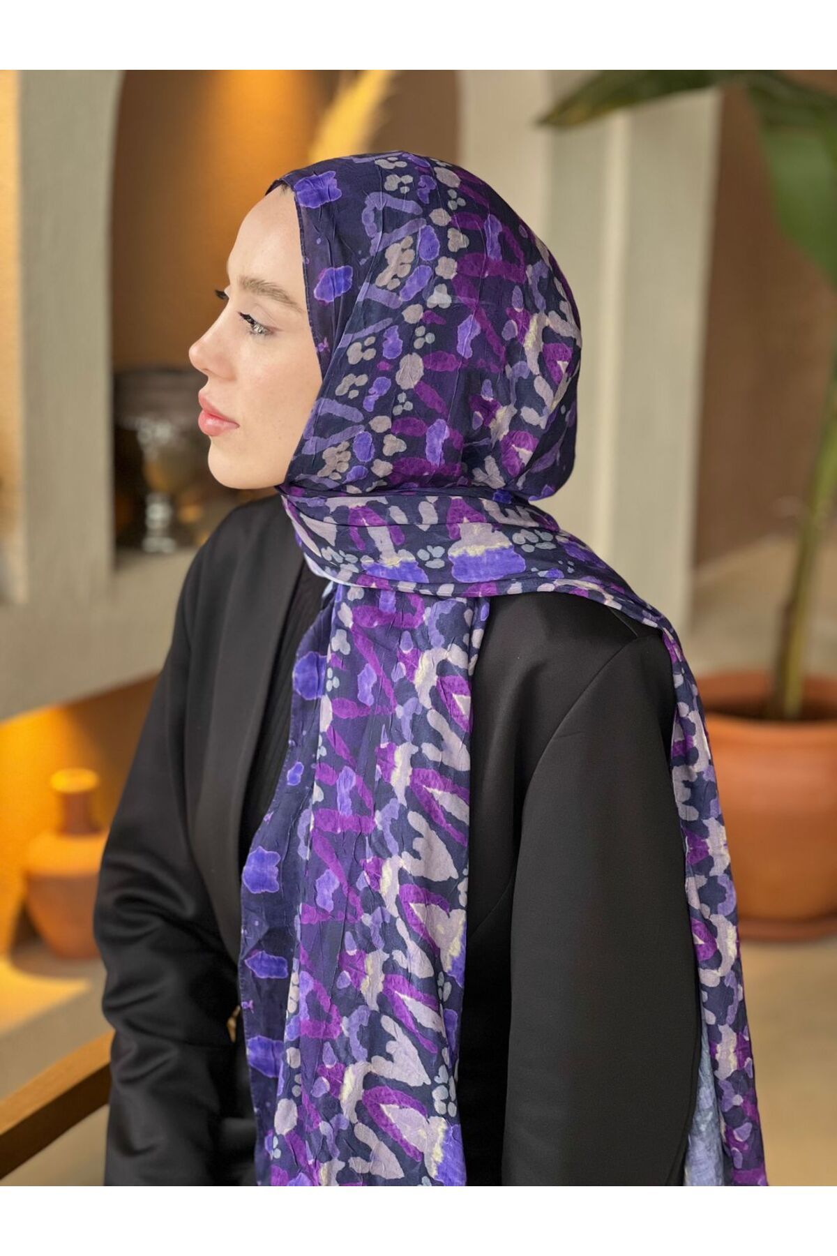 Modakaşmir-Abstract Zigzag Pattern Bamboo Shawl 3