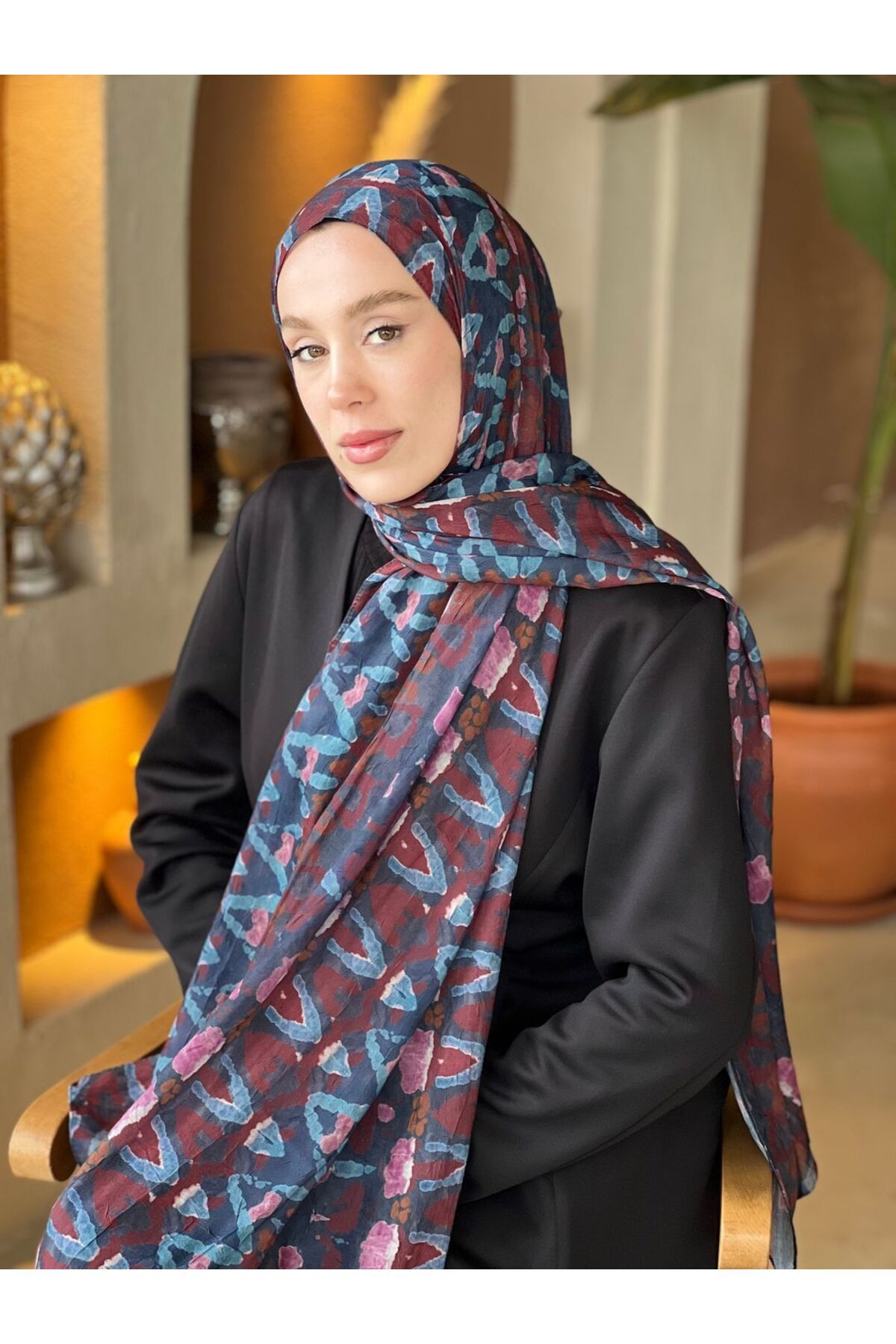 Modakaşmir-Abstract Zigzag Pattern Bamboo Shawl 3