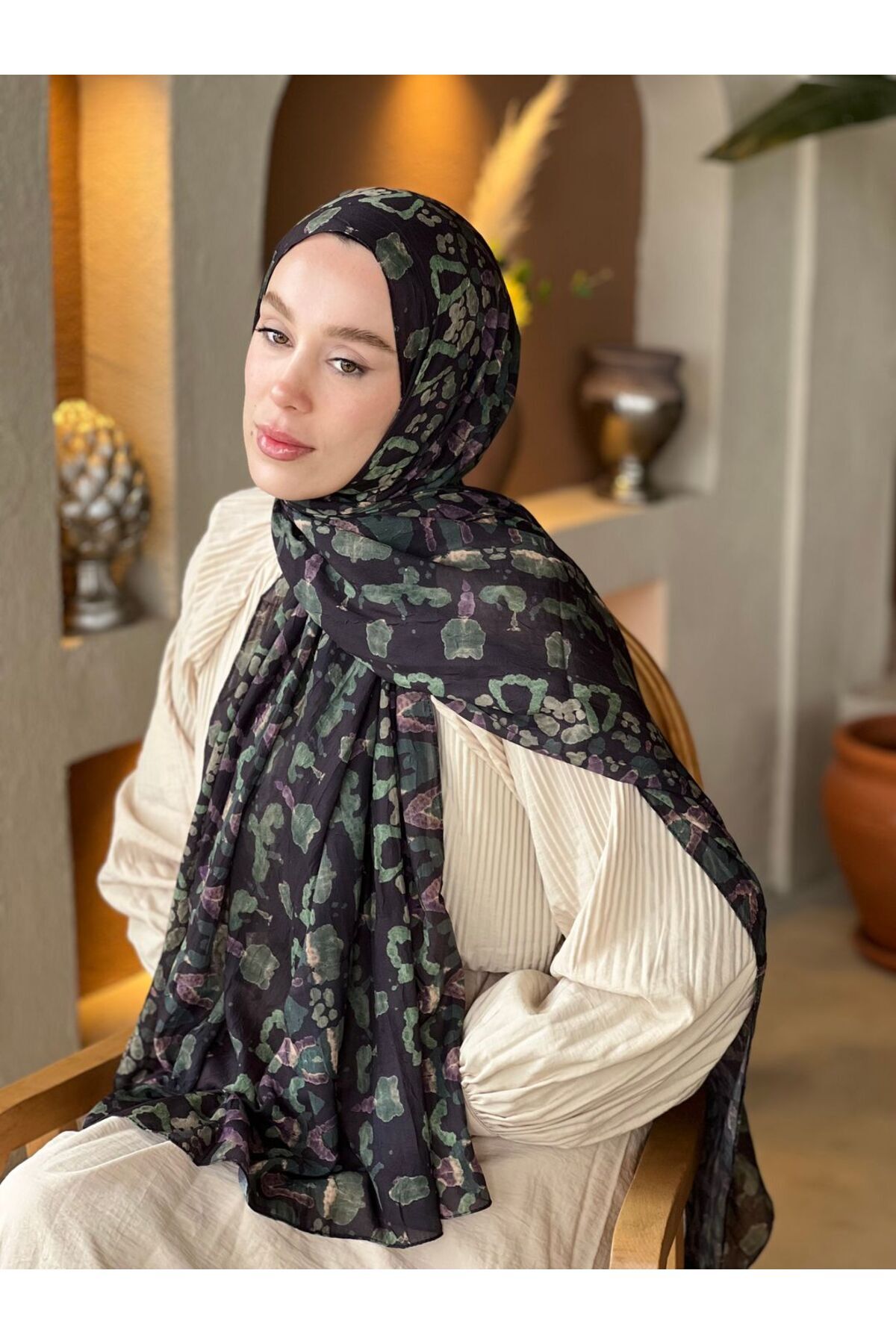Modakaşmir-Abstract Zigzag Pattern Bamboo Shawl 3