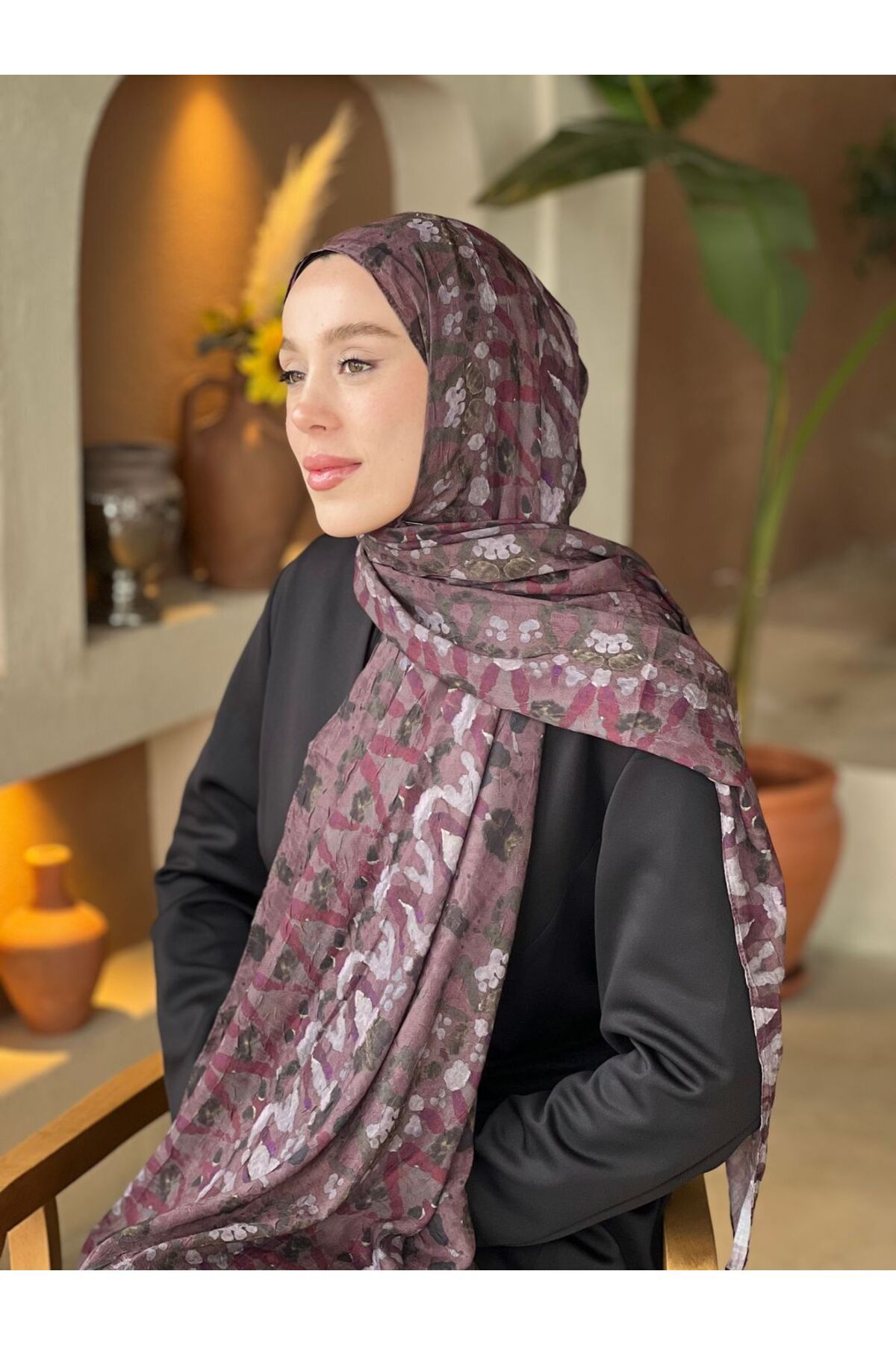 Modakaşmir-Abstract Zigzag Pattern Bamboo Shawl 3