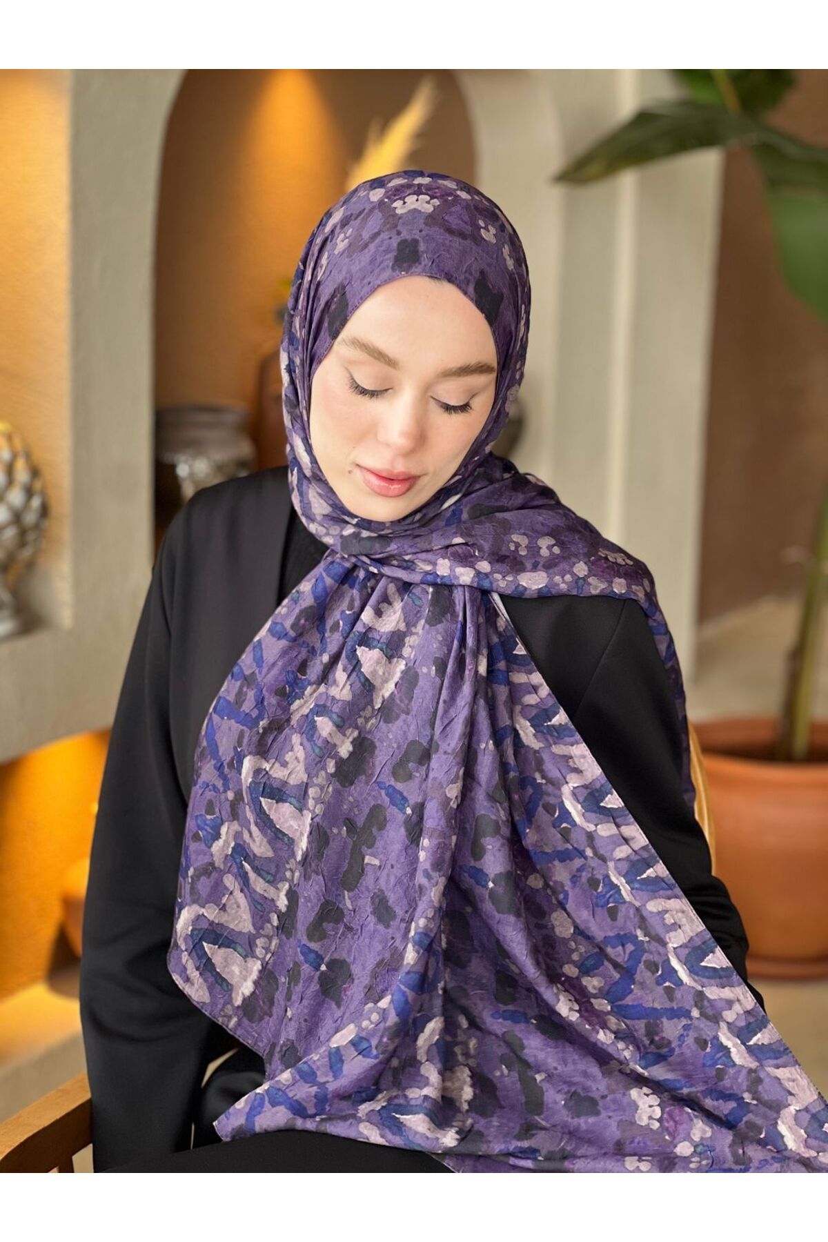 Modakaşmir-Abstract Zigzag Pattern Bamboo Shawl 3