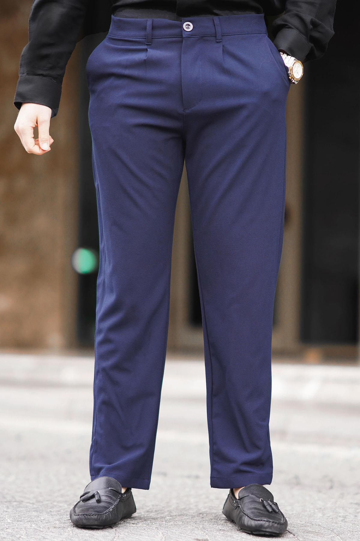 Lacivert Regular Fit Düz Kesim Yan Cepli Erkek Pantolon 6540 — سرمه‌ای — تصویر 3 از 3