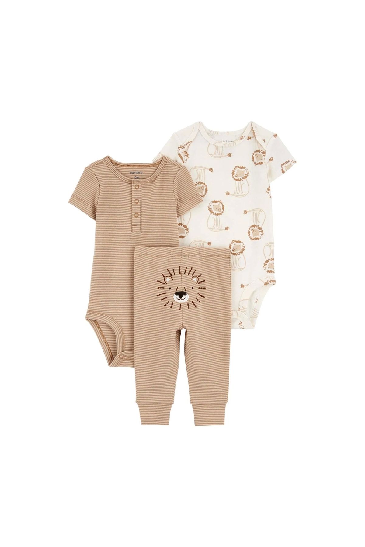 Marsilyan Erkek Bebek Body Pantolon Set 3'lü Paket 1R035310 Kahverengi