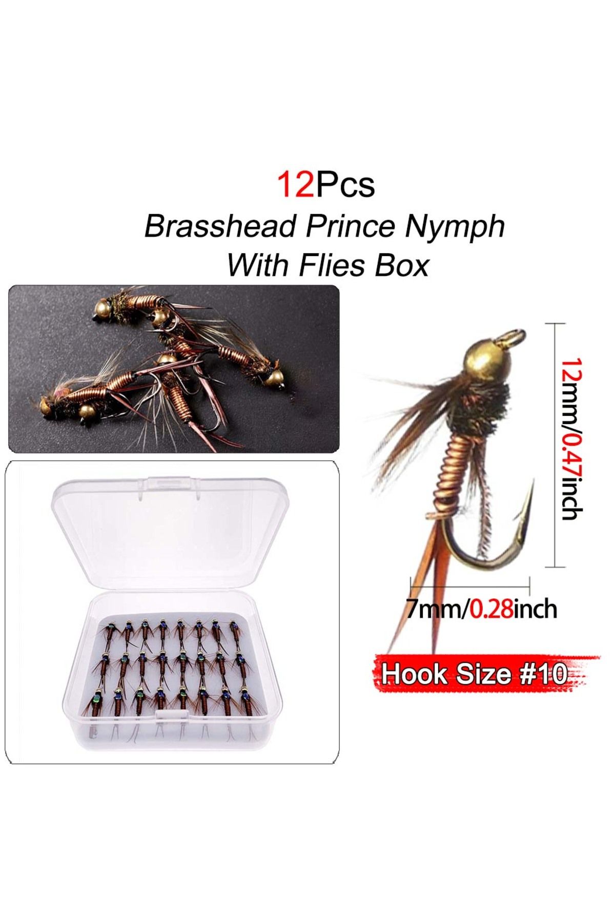 Choice-12Pcs-Box 6/12/24Pcs/Box Fast Sinking Wire Tungsten Bead Head Dry Flies Nymph Fishing Fake Lure Fish 1