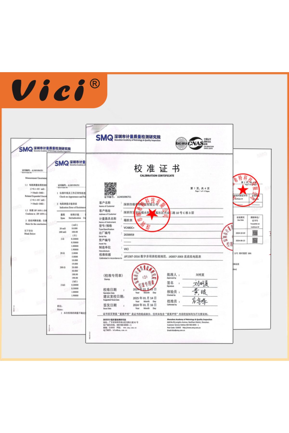 Choice-Vici Vc480c Smq/cnas Calibrated Digital Milliohm Meter, 0.01mω-2kω 4-wire Tester With Backlight ... 4