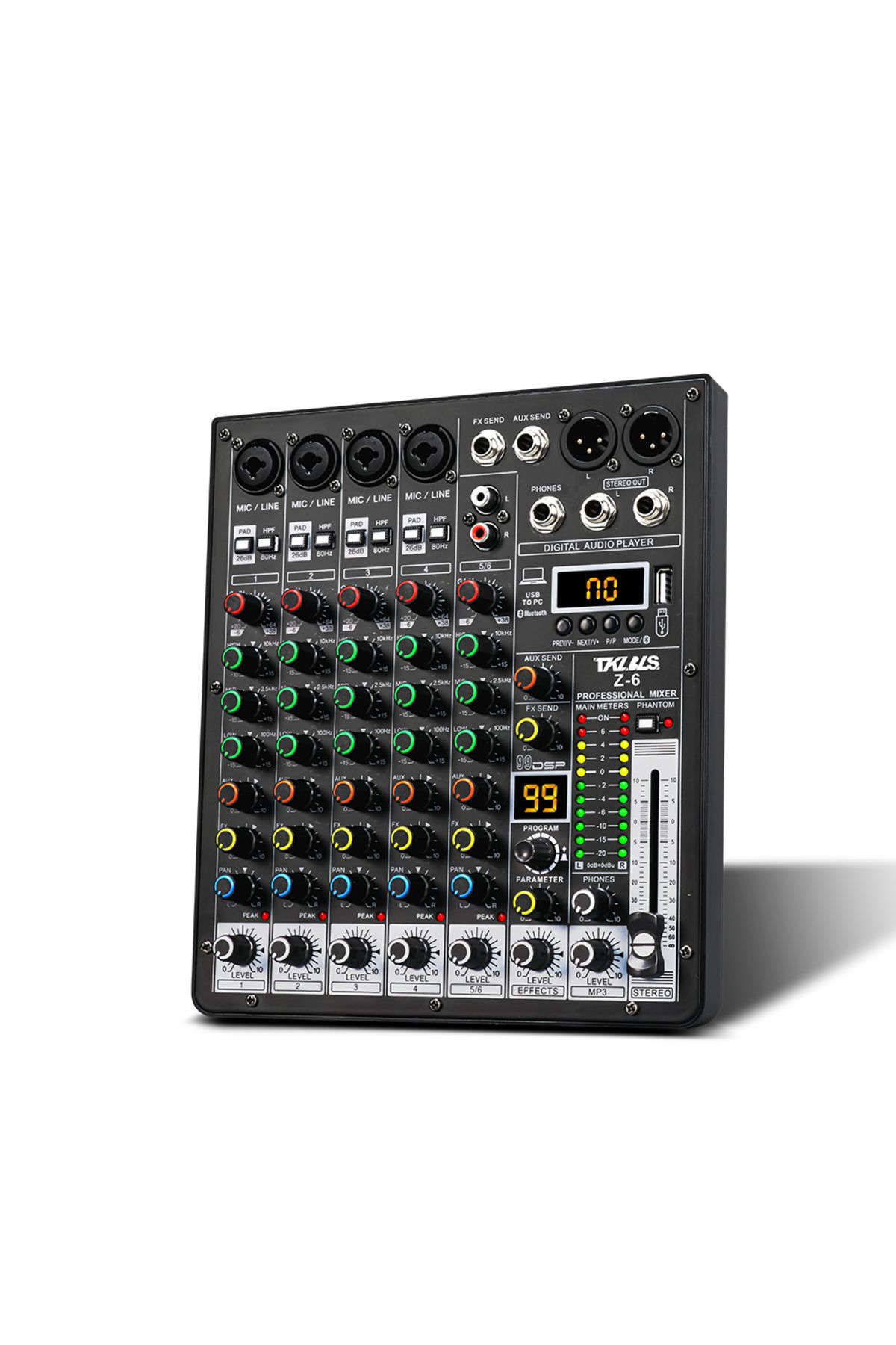 Choice-Z-6 TKLBLS Professional 6-Channel 99DSP Audio Mixer 48V Phantom Power USB Studio Karaoke Bluetooth D 1