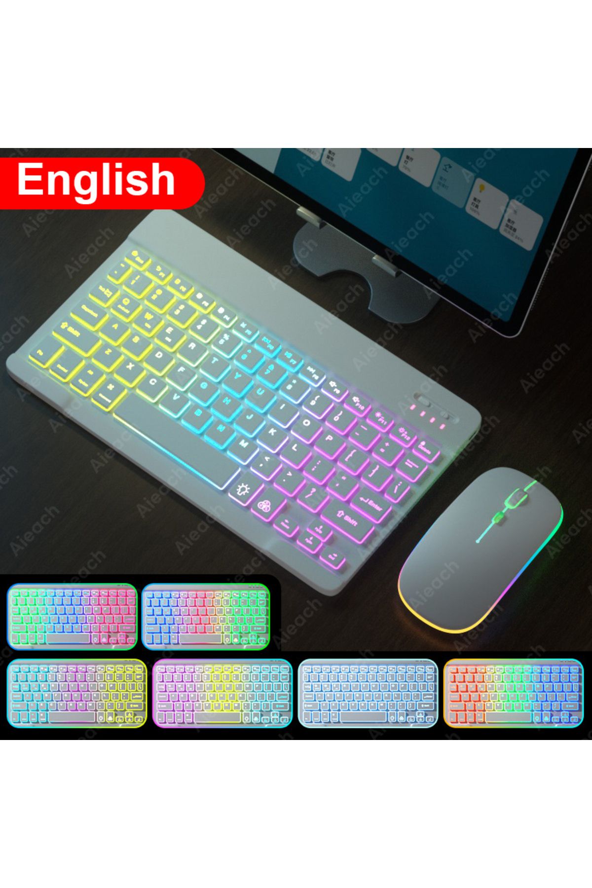 Choice-English white Keyboard For Tablet Android iOS Windows Wireless Mouse Keyboard Bluetooth-compatible R 1