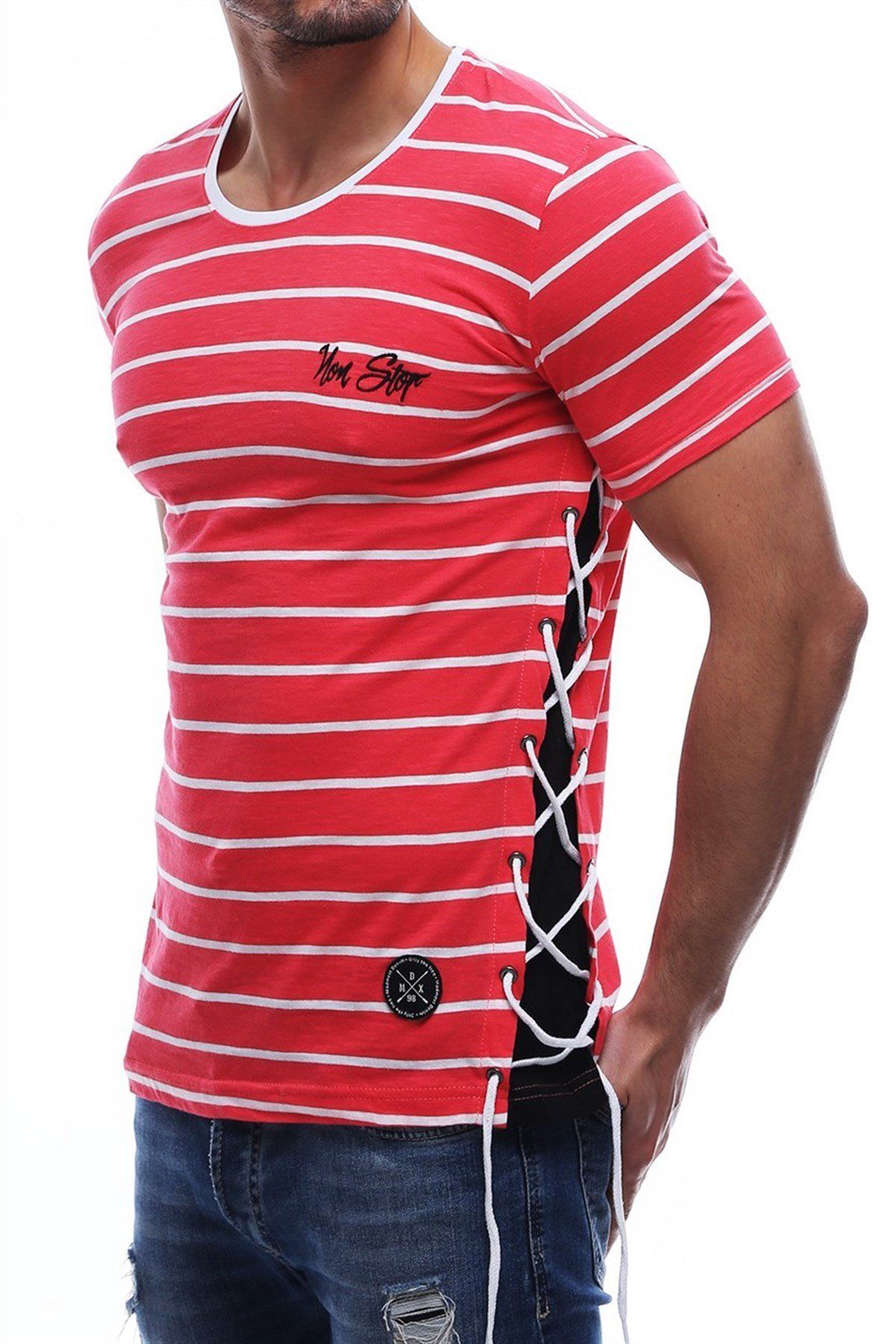 Madmext-Side Tie Red T-Shirt 2567 5