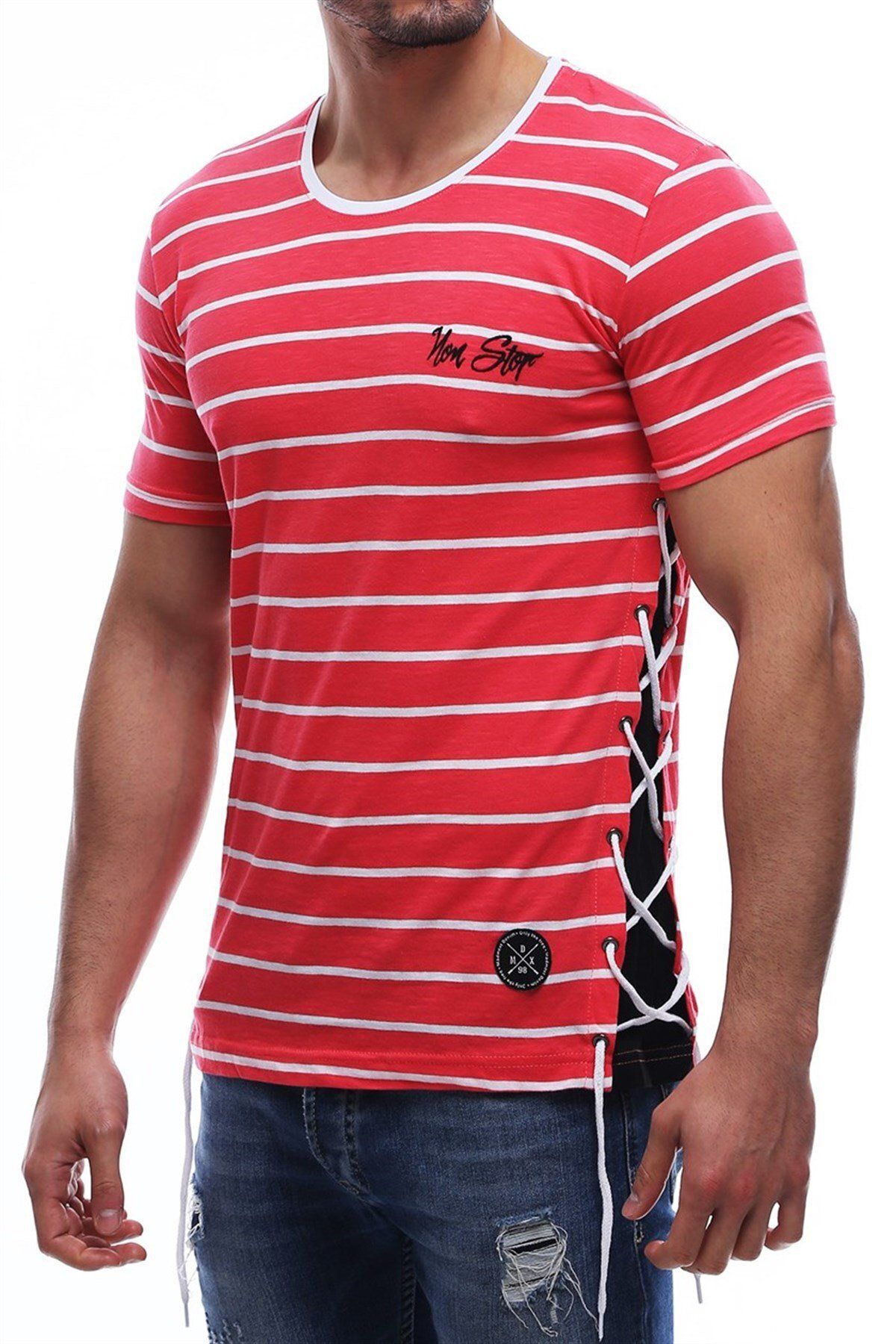 Madmext-Side Tie Red T-Shirt 2567 3
