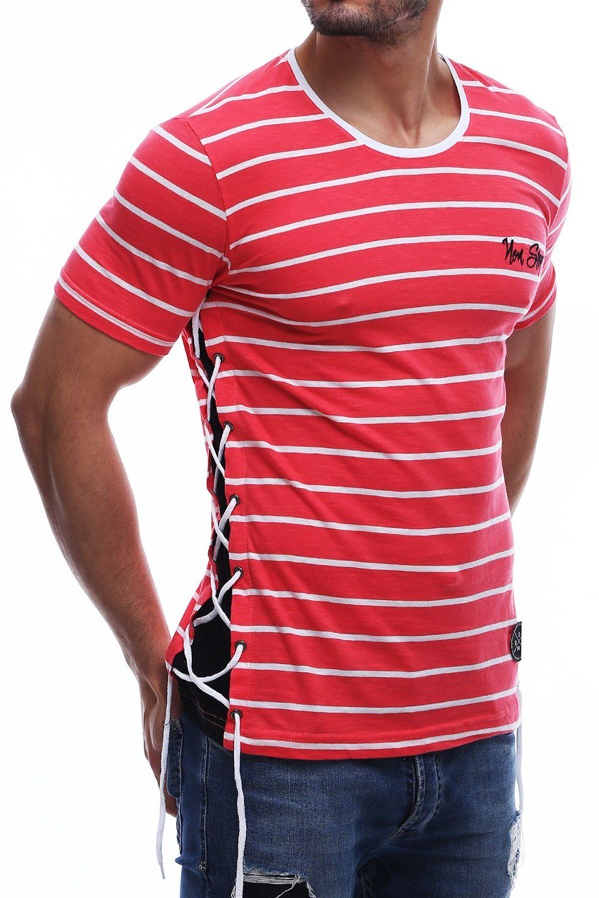 Madmext-Side Tie Red T-Shirt 2567 4