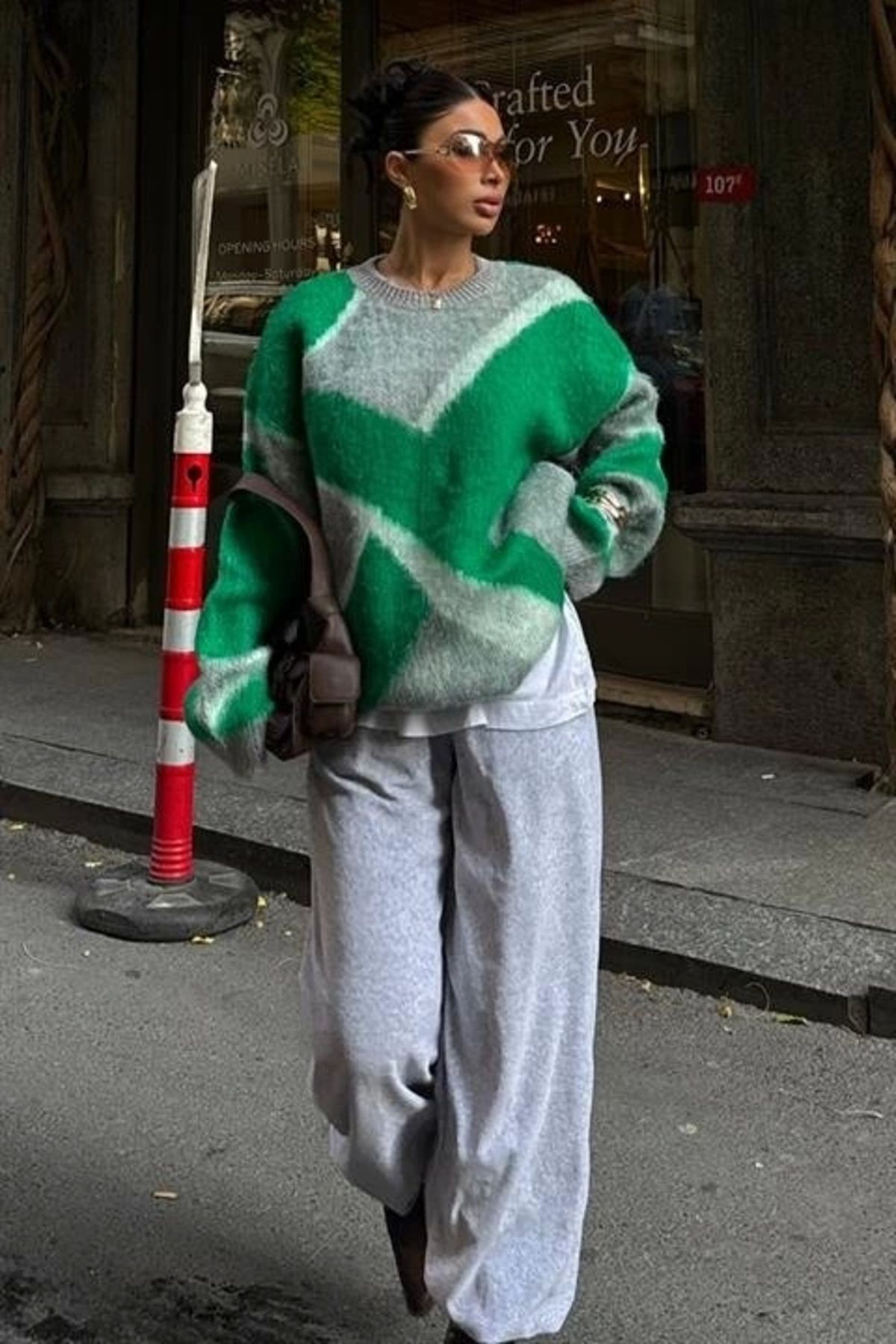 Butik-Block Pattern Neon Knitwear Sweater 1345 2
