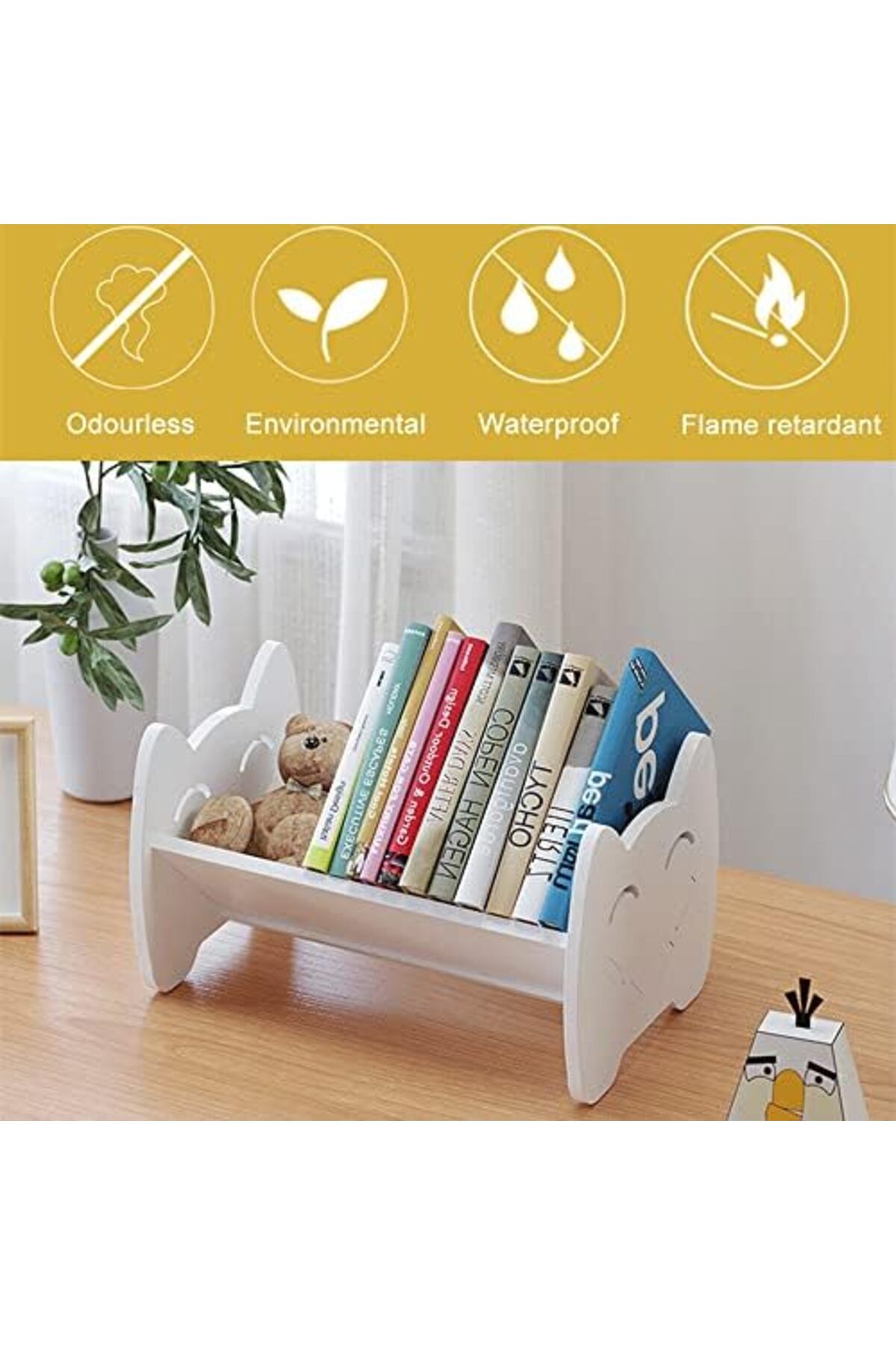Generic-White Pvc Desktop Bookshelf For Kids – Small Book Display And Storage Rack For Children’s Room 4