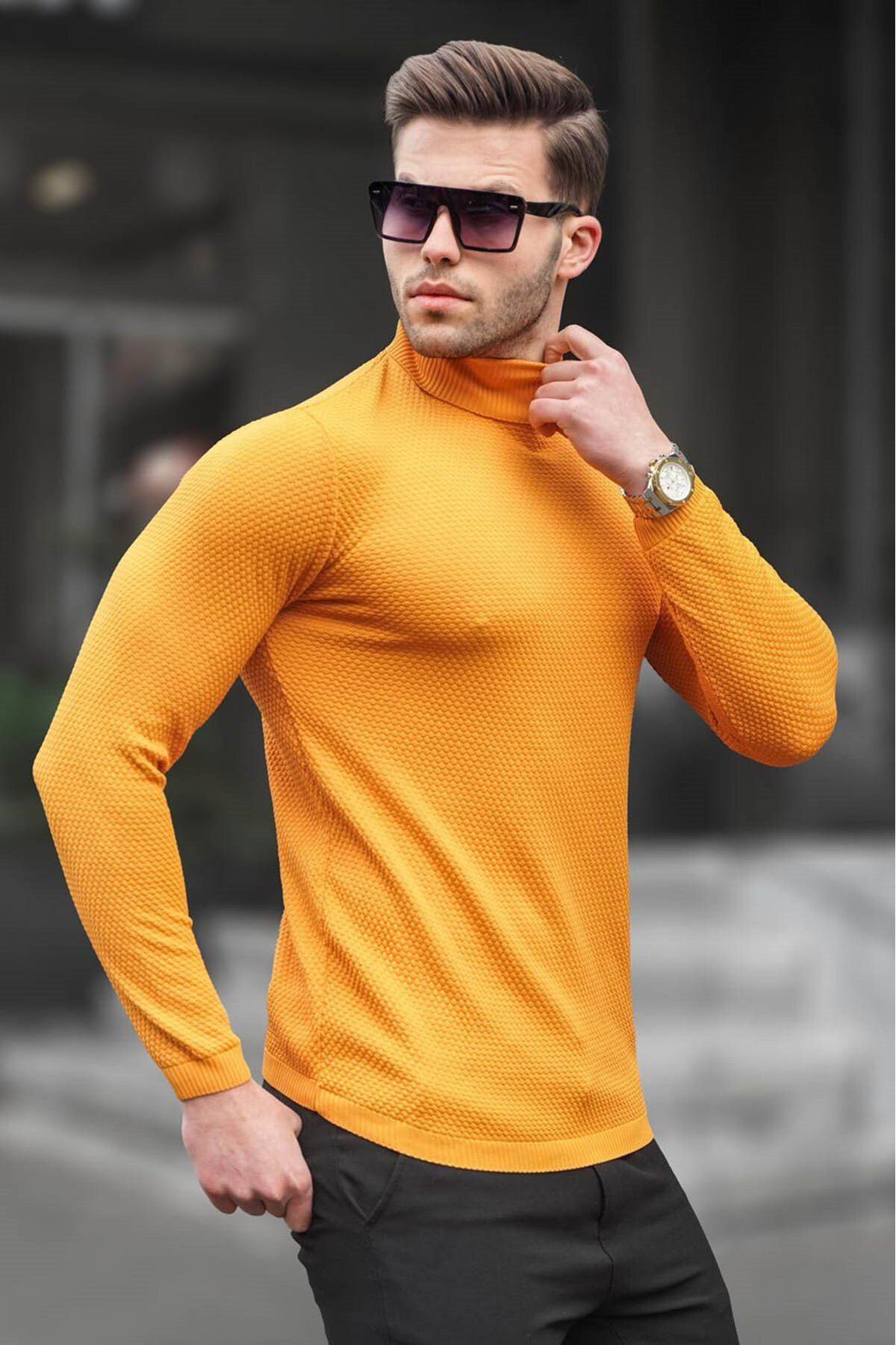 Madmext-Mustard Turtleneck Men's Knitwear Sweater 6306 1