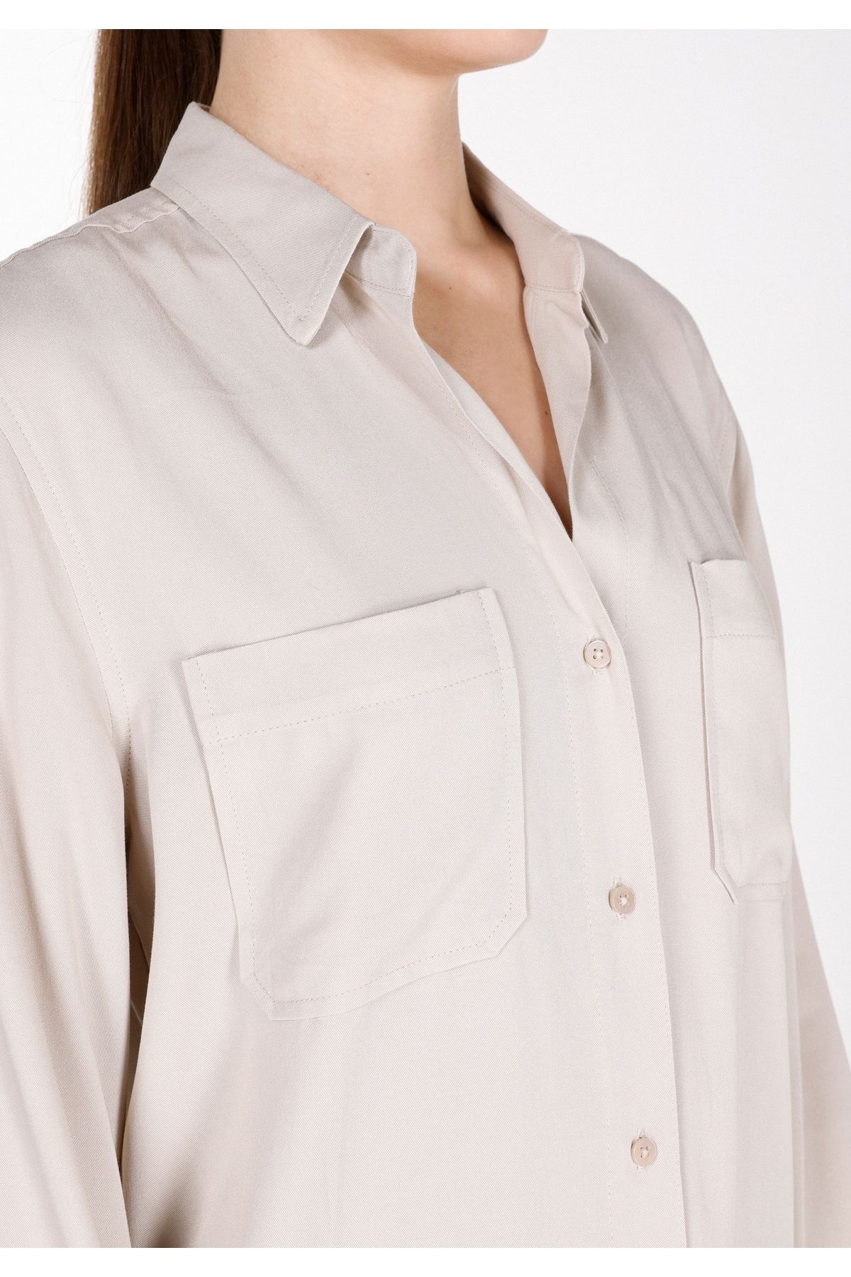 Colin's-Regular Fit Shirt Neck Plain Women's Mink Roll-Up Shirt 3