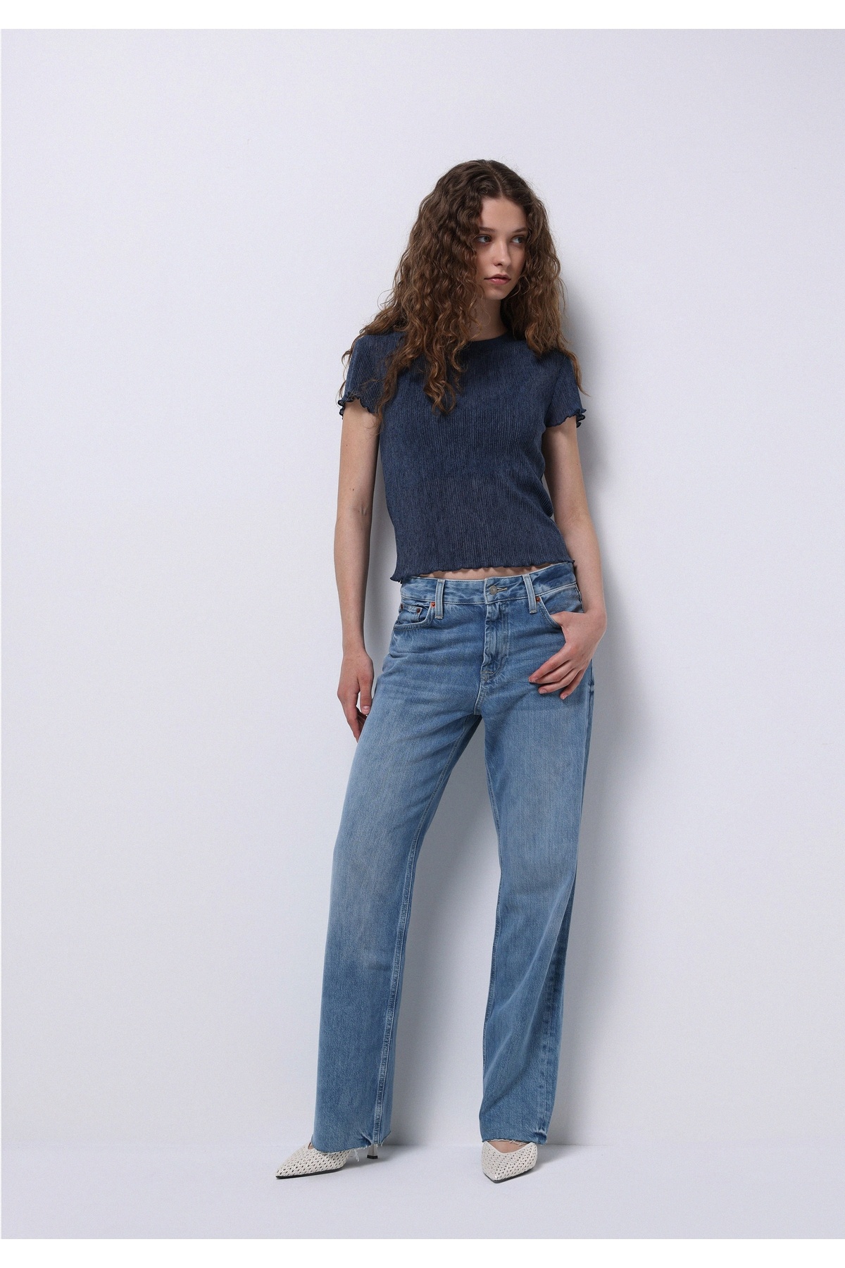 Colin's-Tricou albastru cu mânecă scurtă pentru femei Regular Fit 4
