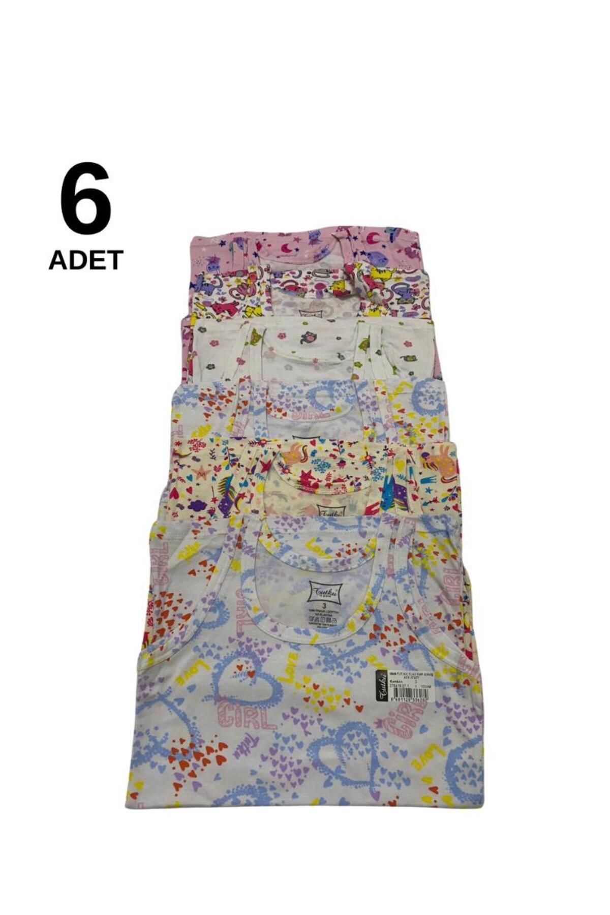 Tutku-Gi̇yfest Passion 6 Pack Girl's Tank Top with Thick Straps with Colorful Patterns (Mixed Patterns) 3