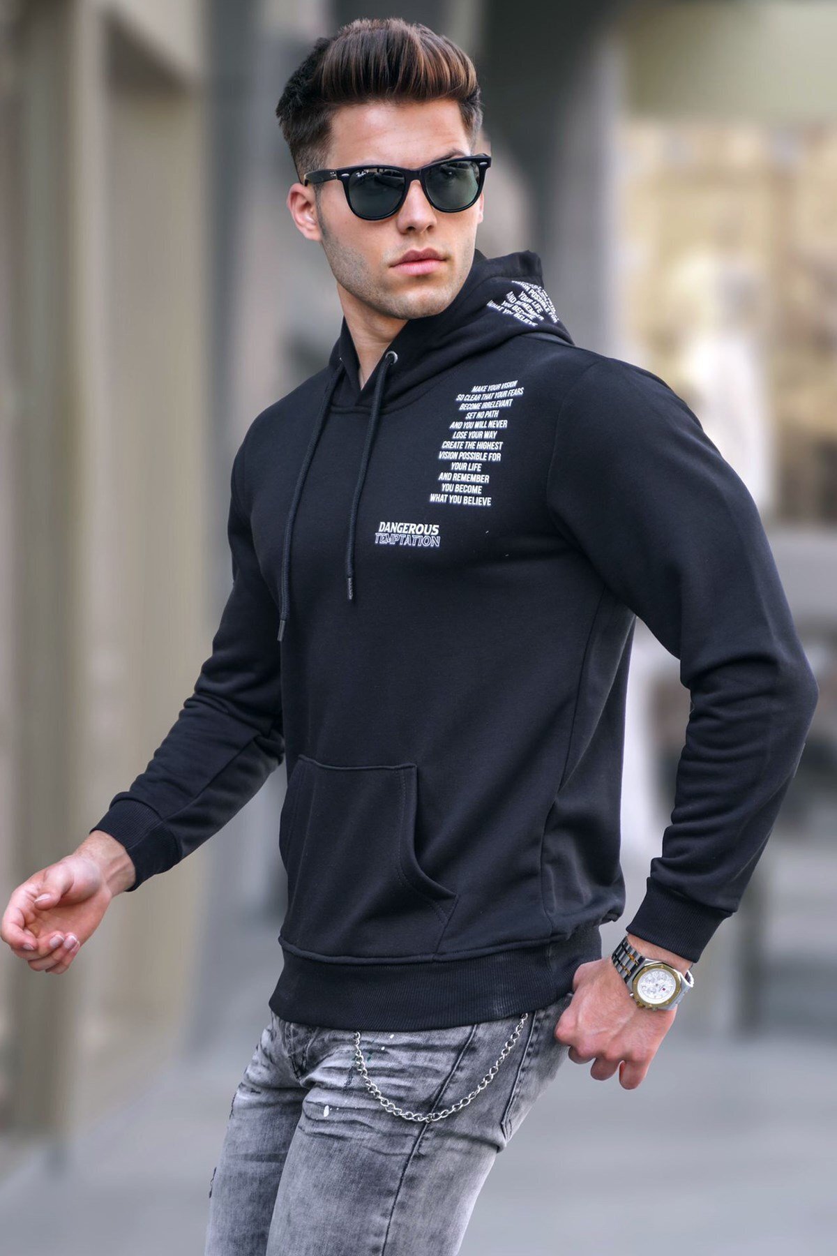 Black Printed Men's Sweatshirt 5313