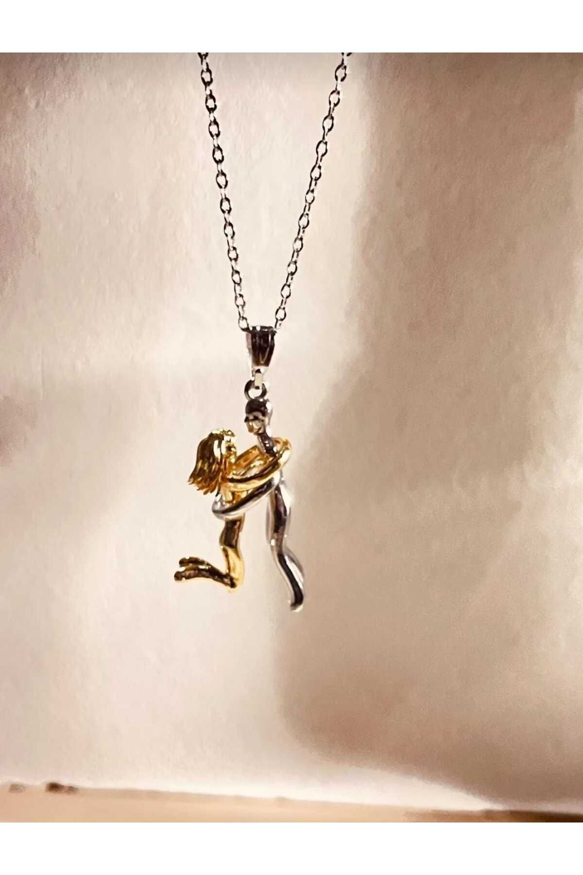 MODAM DENSTINY-Hugging Lovers-Couple-Love Model Steel Necklace 4