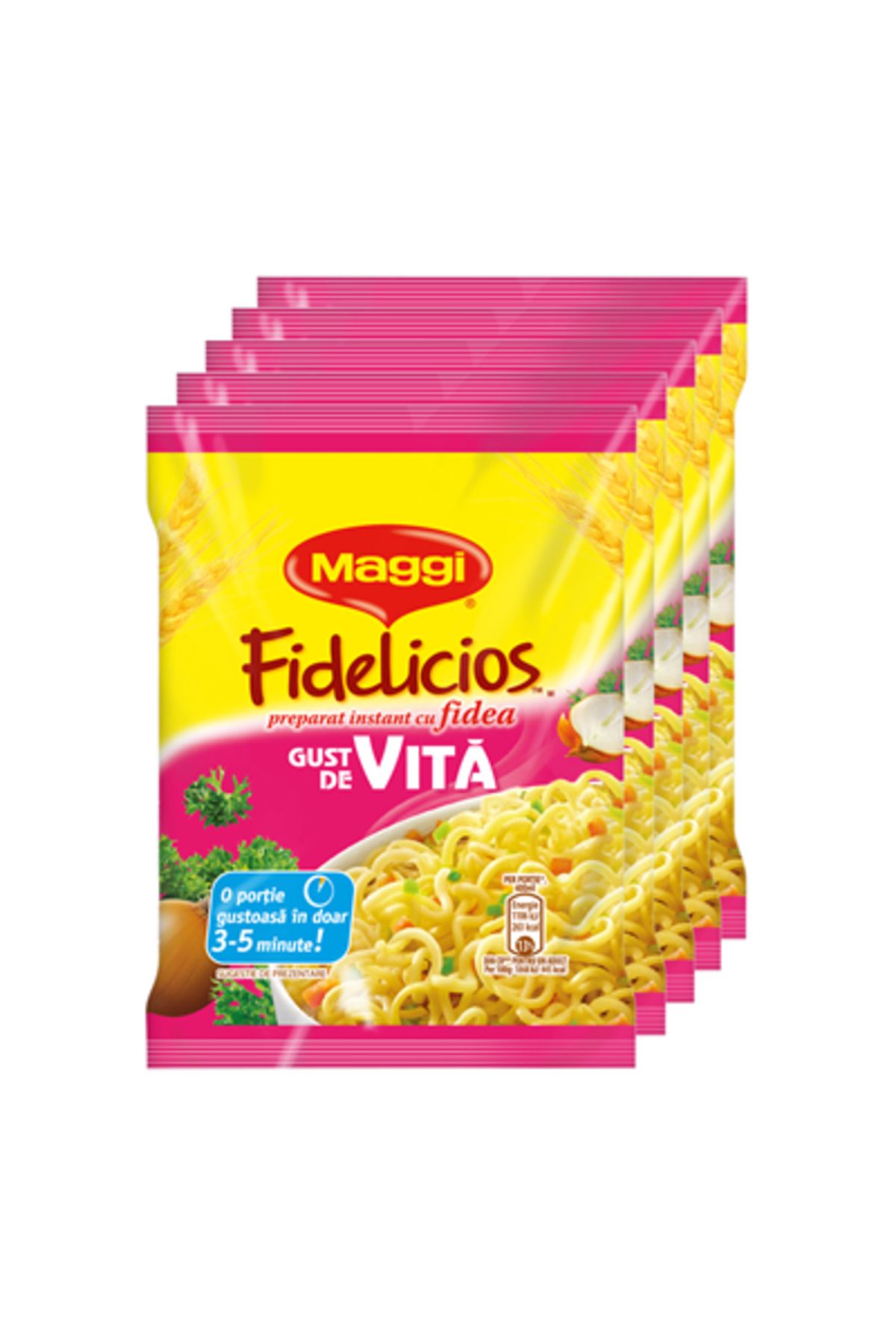 Maggi Pachet De 5x Taitei Instant Cu Aroma De Vita Maggi Fidelicios 5x59,2g, 296g - One Size