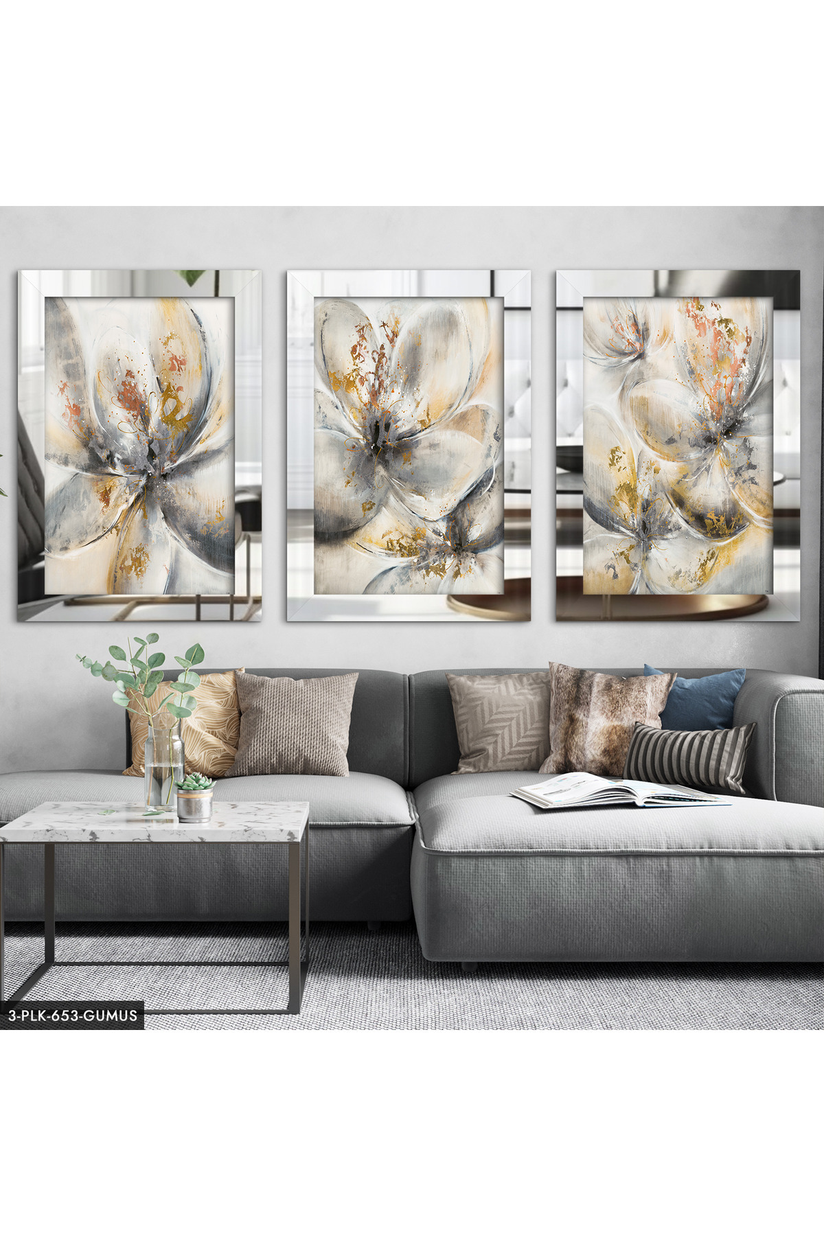 Evinemoda-Floare 3 buc. Floare 3 buc. Masa cu oglinda din plexiglas 1
