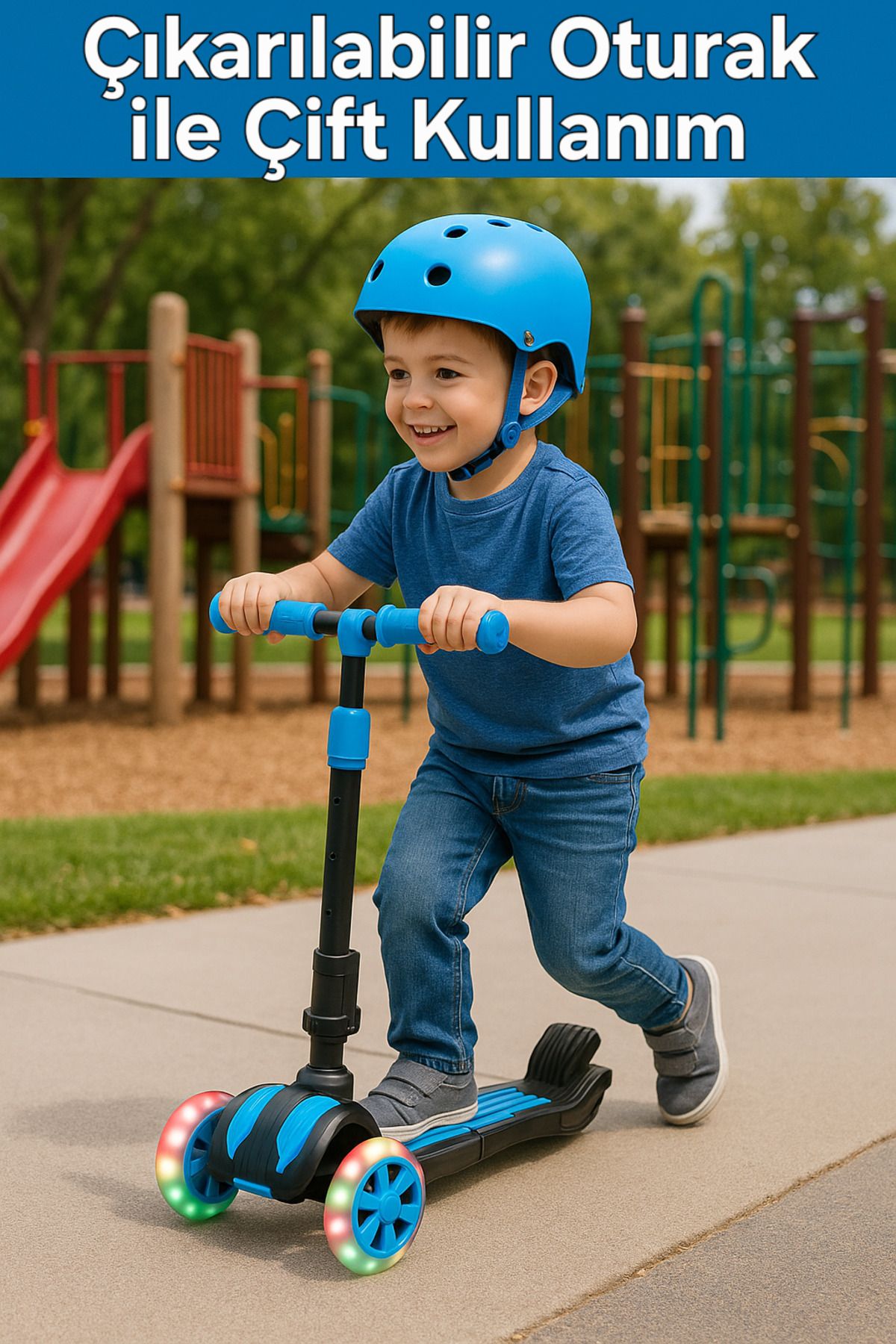 Scooter-Cool Wheels Led Light Scooter with Seat |   3 Wheel Combo Scooter 3-7 Years Old 2
