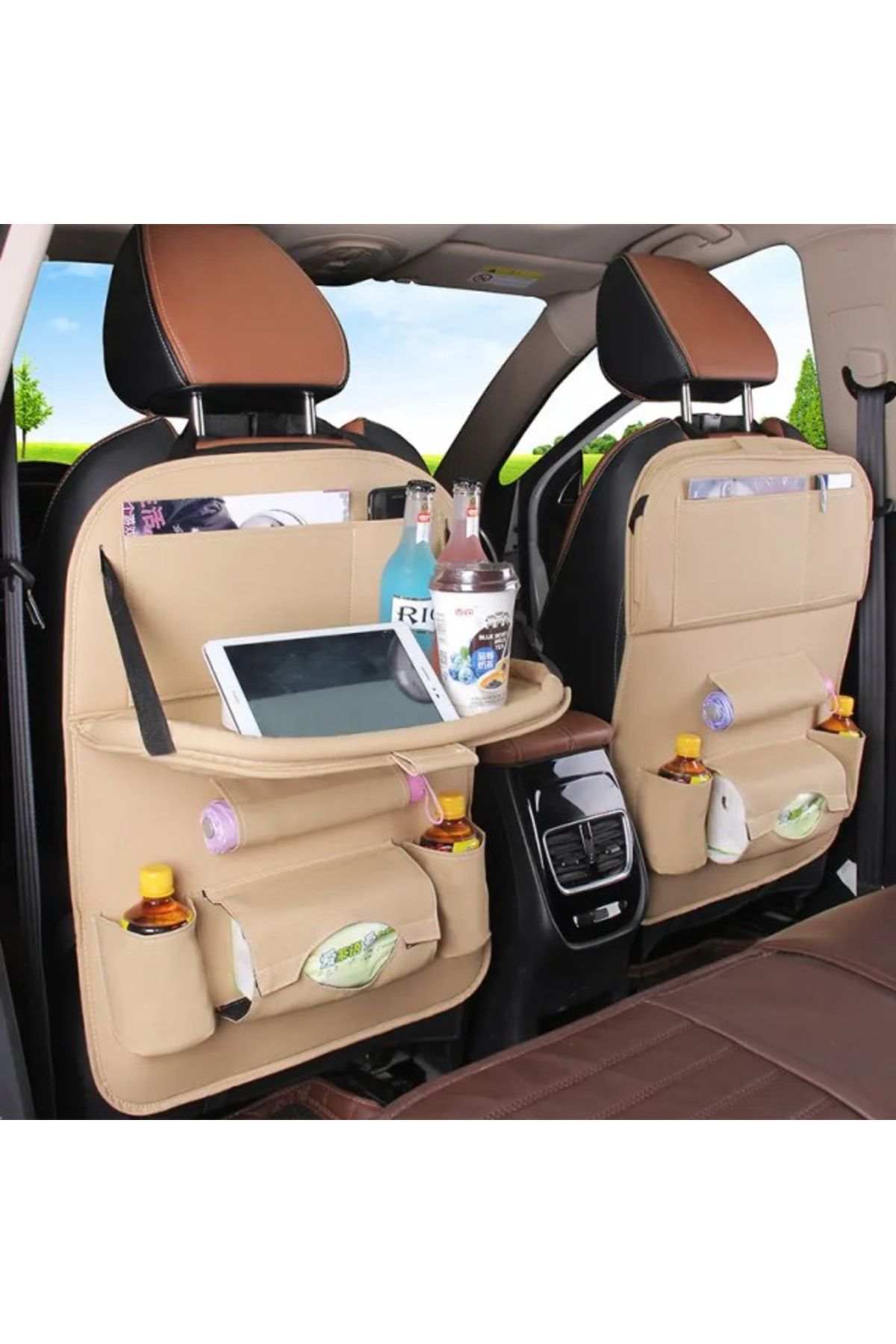 Empria Organizator Scaun Auto Pentru Copii, Impermeabil, Empria, 63x44,5 Cm, Crem - Mărime unică