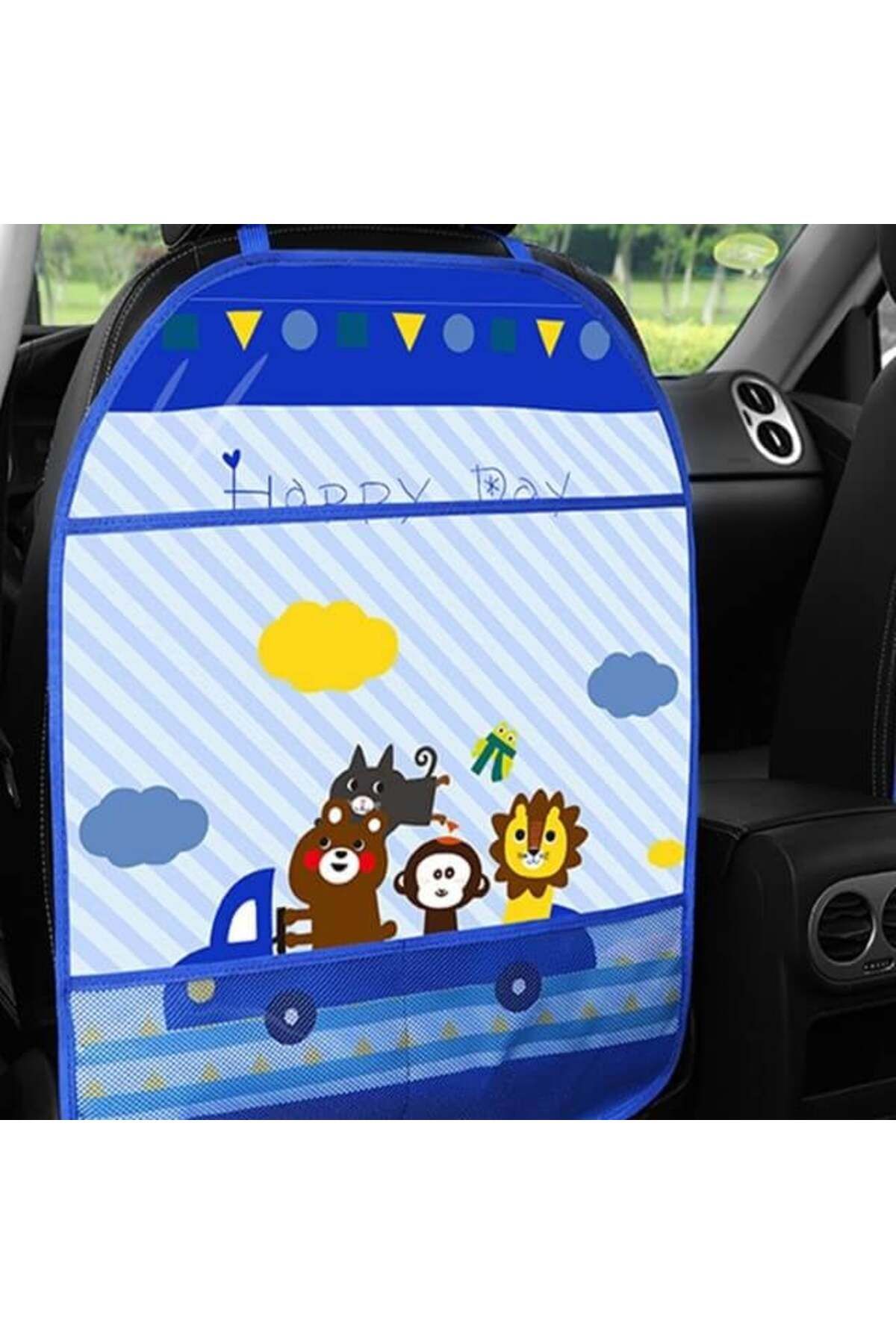 Empria Husa Scaun Auto Pentru Copii, Impermeabila, 3 Buzunare, 65x44,5 Cm, Albastru - One Size