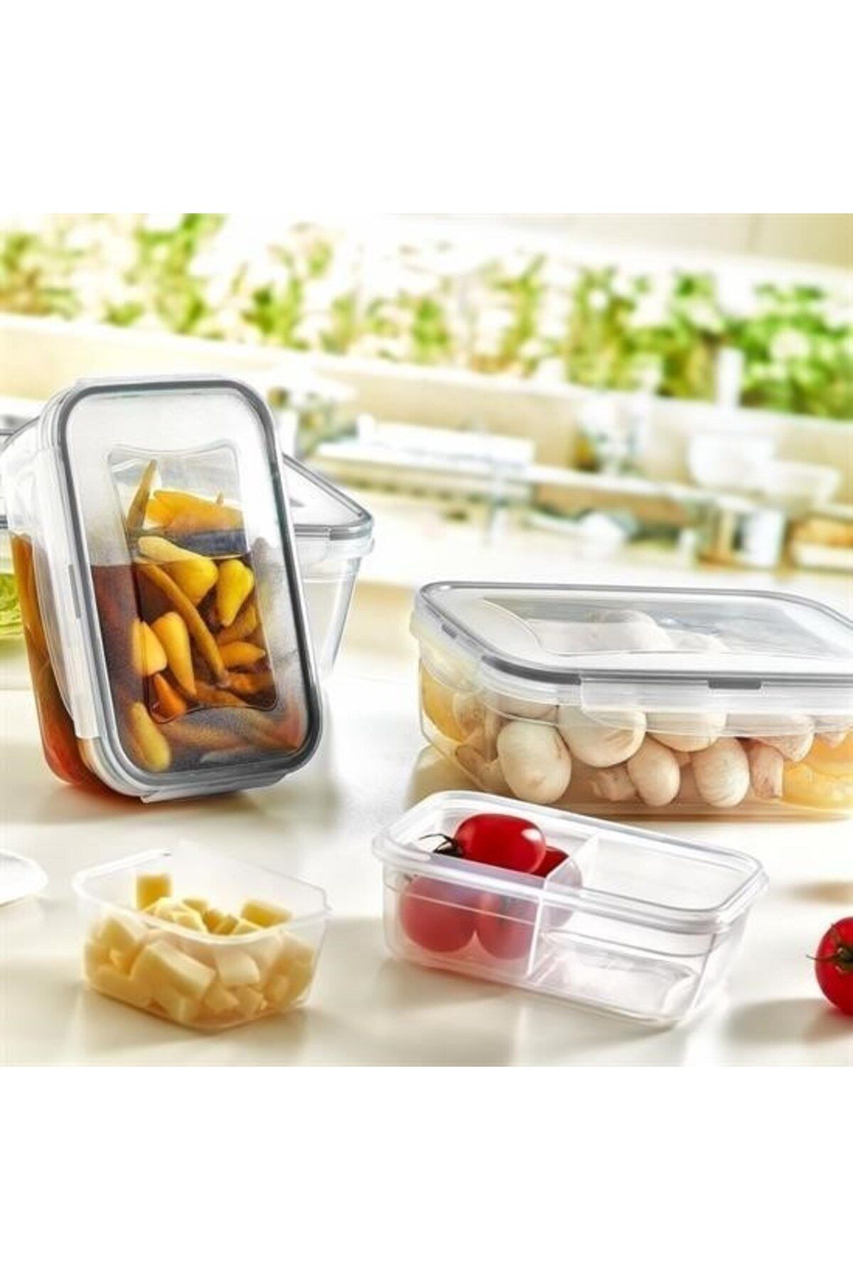 COLLECTİON 4'lü İç İçe Sızdırmaz Contalı Kilitli Kapaklı Plastik Erzak Saklama Kapları LC315