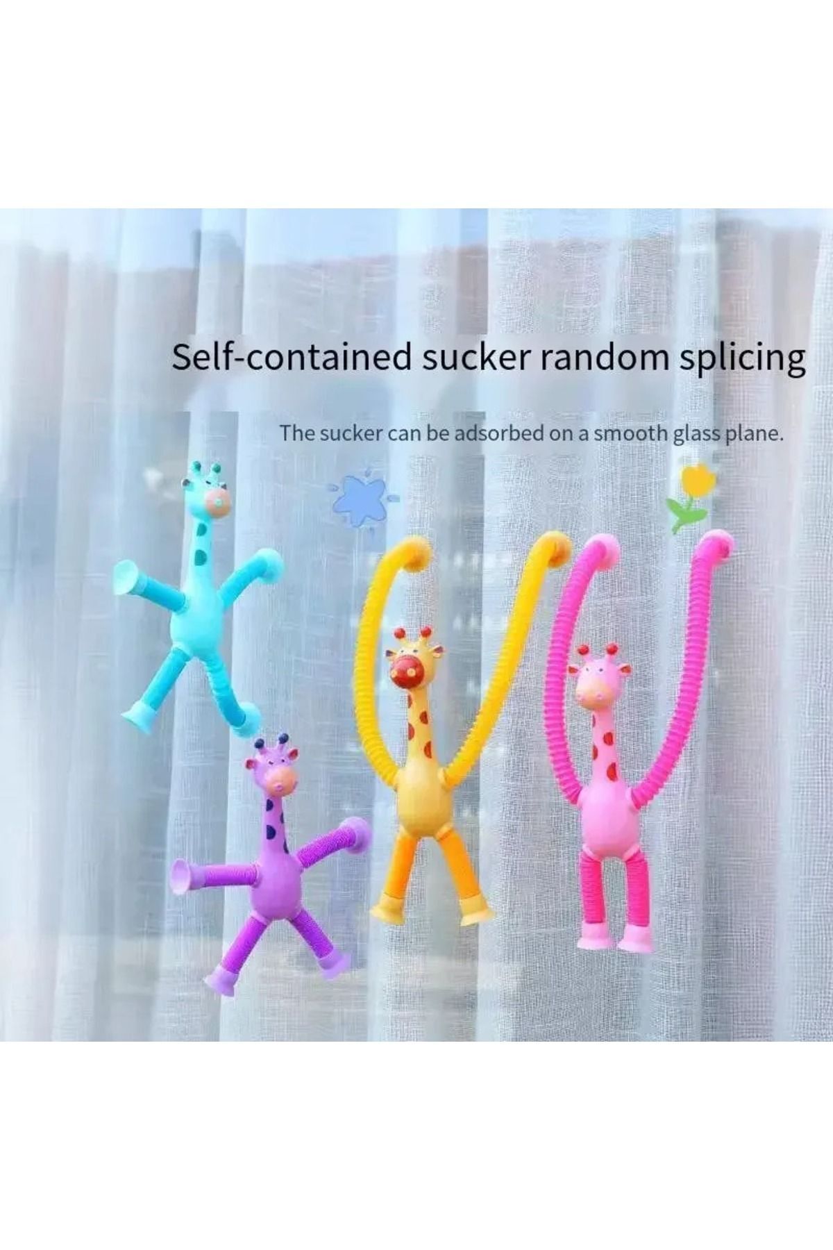 بازیافت بازشونده لوله‌ای آفتاب‌پرست با پایه مکنده برای نوزادان، ۳ تکه – رنگارنگ