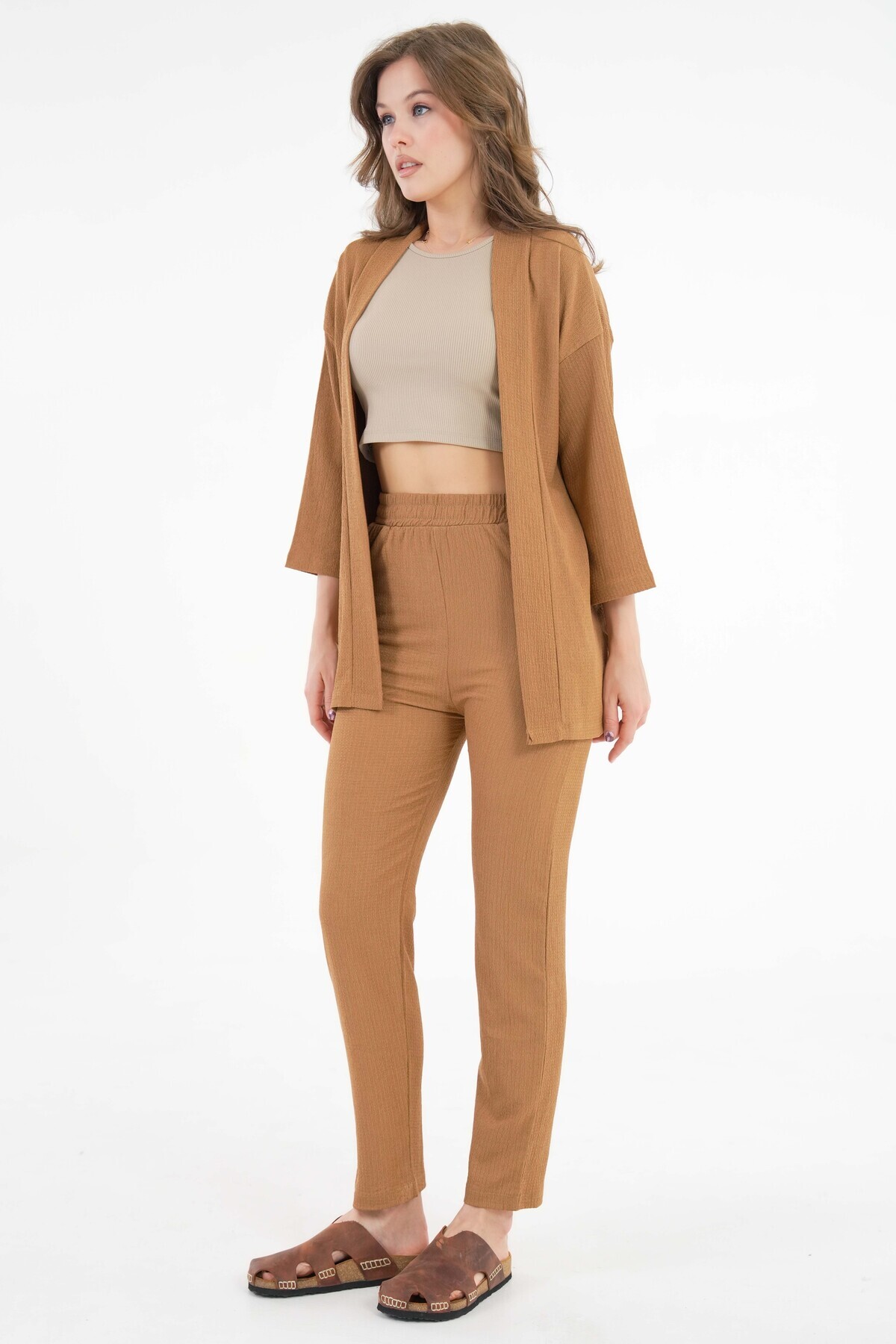 Saade-Kamel Raschel Fabric Kimono - Trousers Knitted Set 6