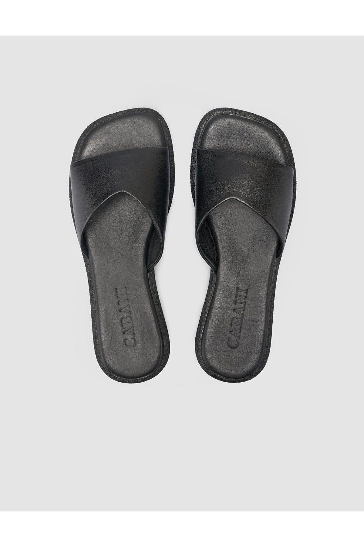 Cabani-100% Genuine Leather Black Women's Slippers 4