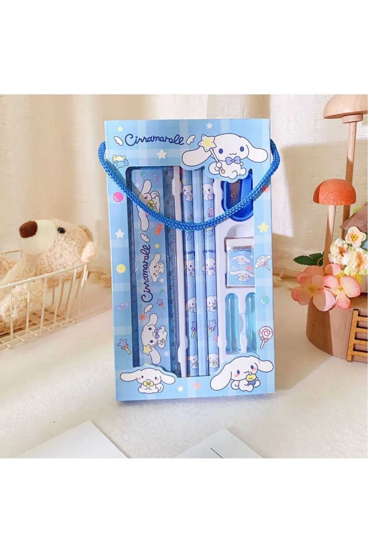 Bakmaksan 8li Sanrio Kawaii Cinnamoroll Kalem Silgi Cetvel Kalemtıraş Hediyelik Kırtasiye Seti