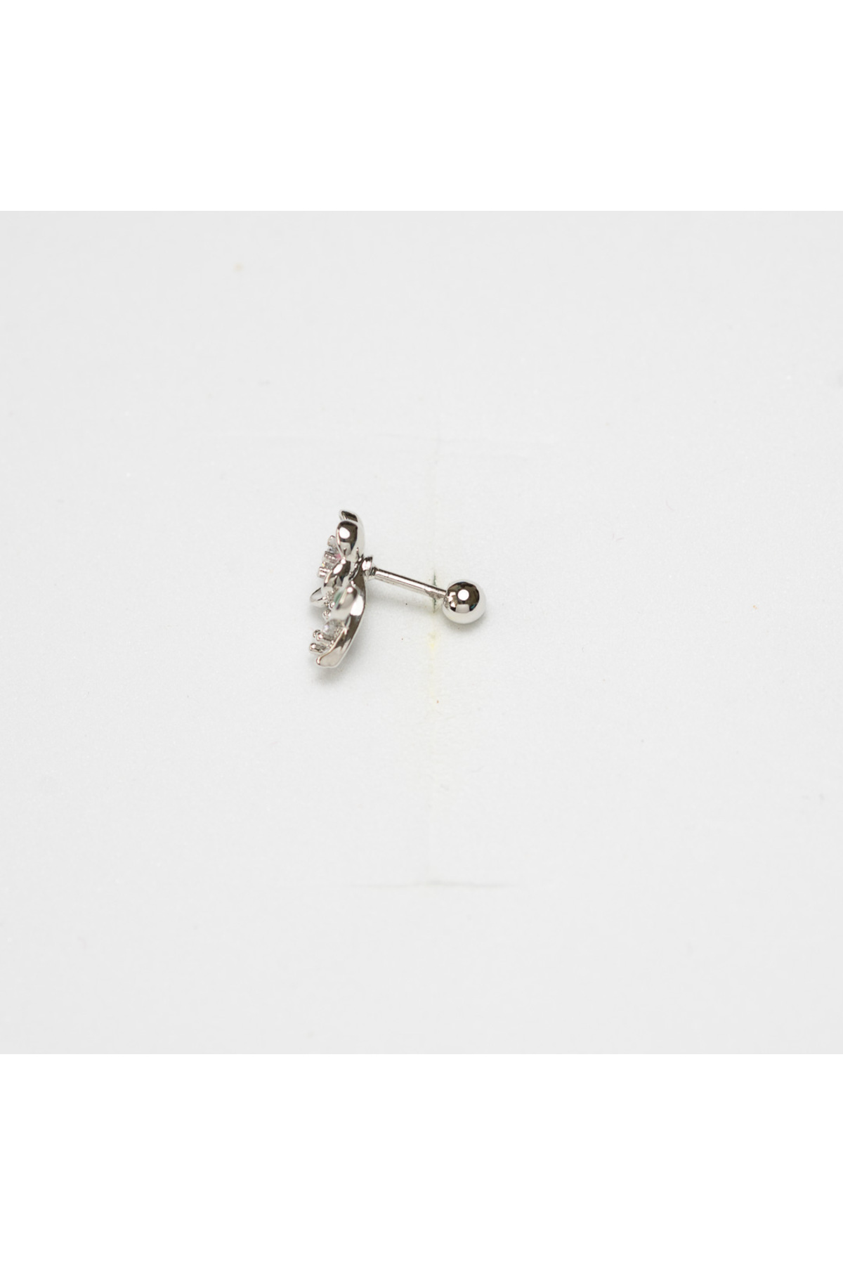 Piercing by Sever-Pink Enamel Flower Leaf Steel Piercing Silver/Silver Color with Clear Stone (Tragus Helix Conch Flat) 3