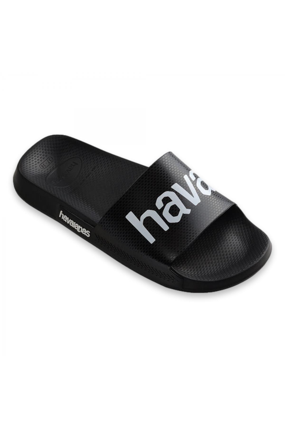 Havaianas-4148124   Slide Classic Logomania Single Band Black-White Unisex Slippers 3