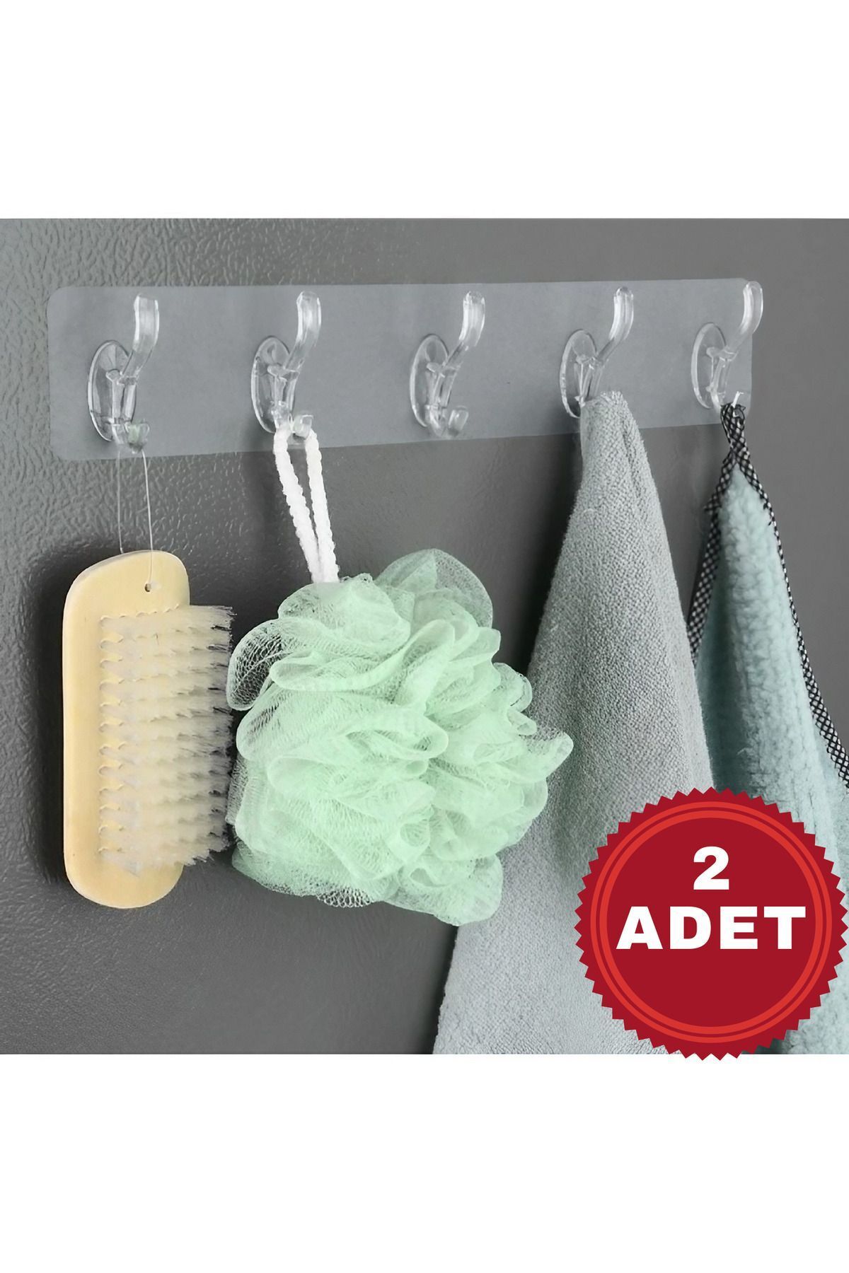 MUUN STORE Kendinden Yapışkanlı 5 Kancalı Askı 2 Adet