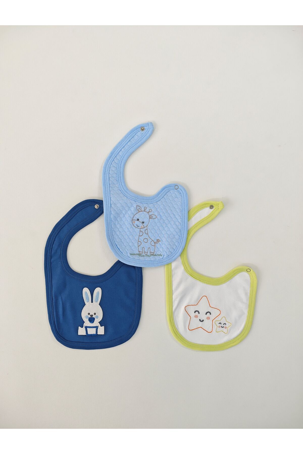 Tomuycuk-100% Cotton 3-Piece Baby Boy Bib Collar Baby Bib Double Layer Snaps Scarf Drool Bib 7