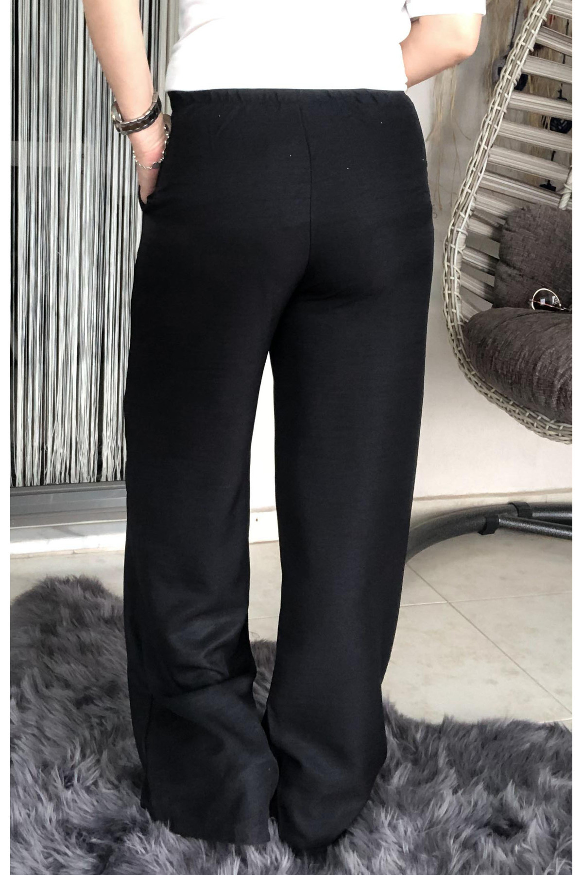 Dila Butik-Ayrobin Linen Trousers with Elastic Waist 7