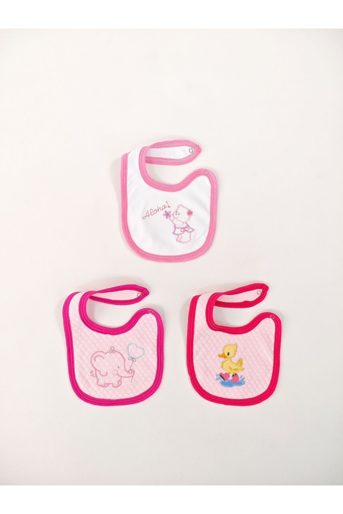 Tomuycuk-100% Cotton 3-Piece Baby Girl Bib Collar Baby Bib Double Layer Snap Scarf Drool Bib 2