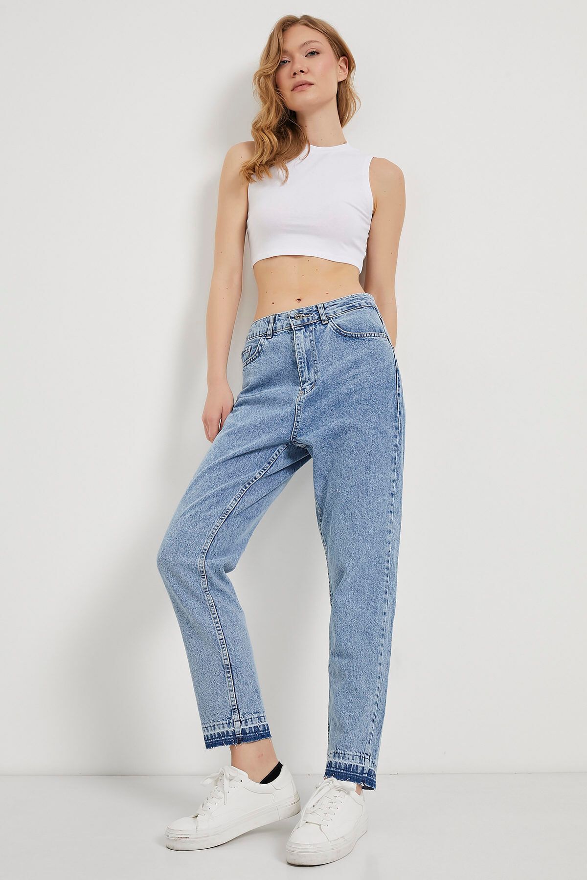 Arma Life Kadın Mom Denim Yüksek Bel Buz Mavi Kot Pantolon