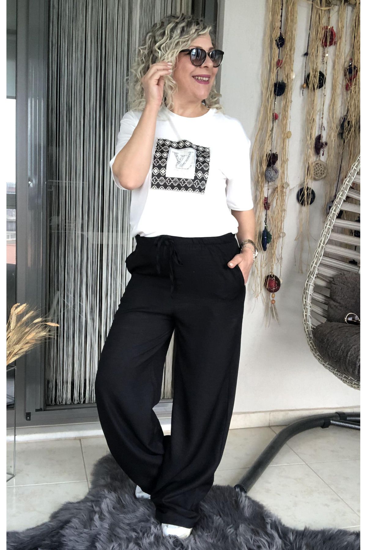 Dila Butik-Ayrobin Linen Trousers with Elastic Waist 4