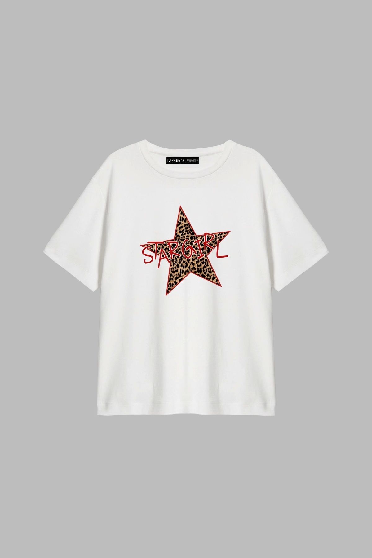 CİNEMA MODA Starz Girl Baskılı Relaxed Fit Beyaz Kadın Tshirt