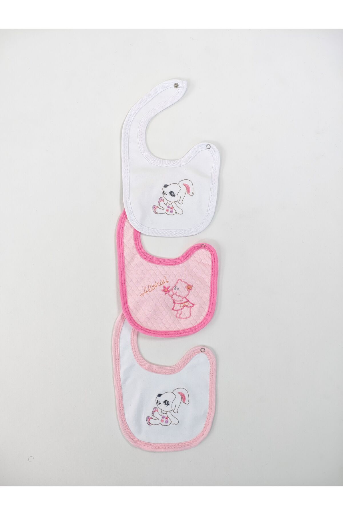 Tomuycuk-100% Cotton 3-Piece Baby Girl Bib Collar Baby Bib Double Layer Snap Scarf Drool Bib 2