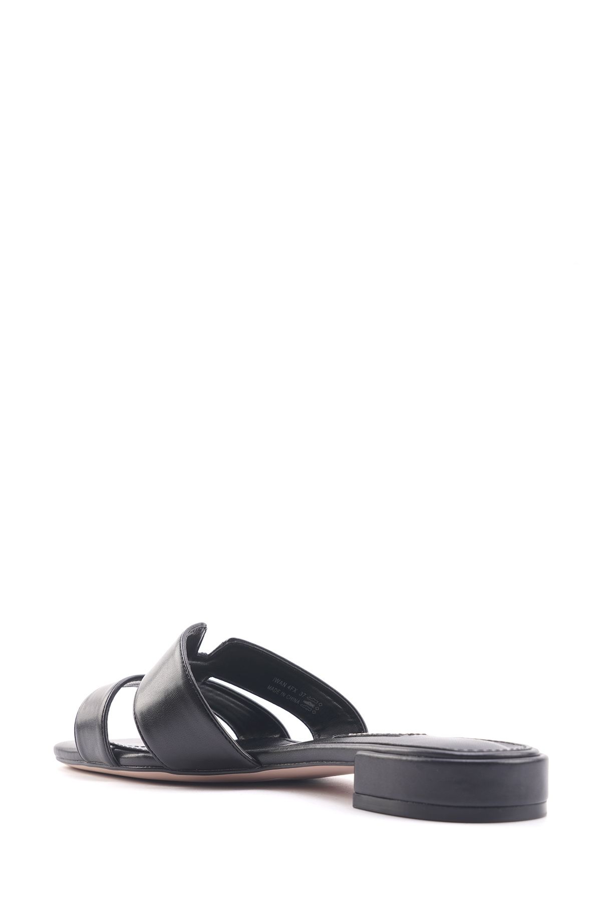 دمپایی مشکی زنانه IWAN 4FX سیاه و سفید مسطح Nine West