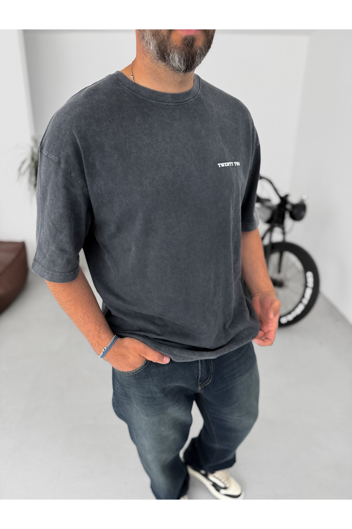 BYBASICMAN-Black 22 Printed Washed Oversize T-Shirt Pm-095 7