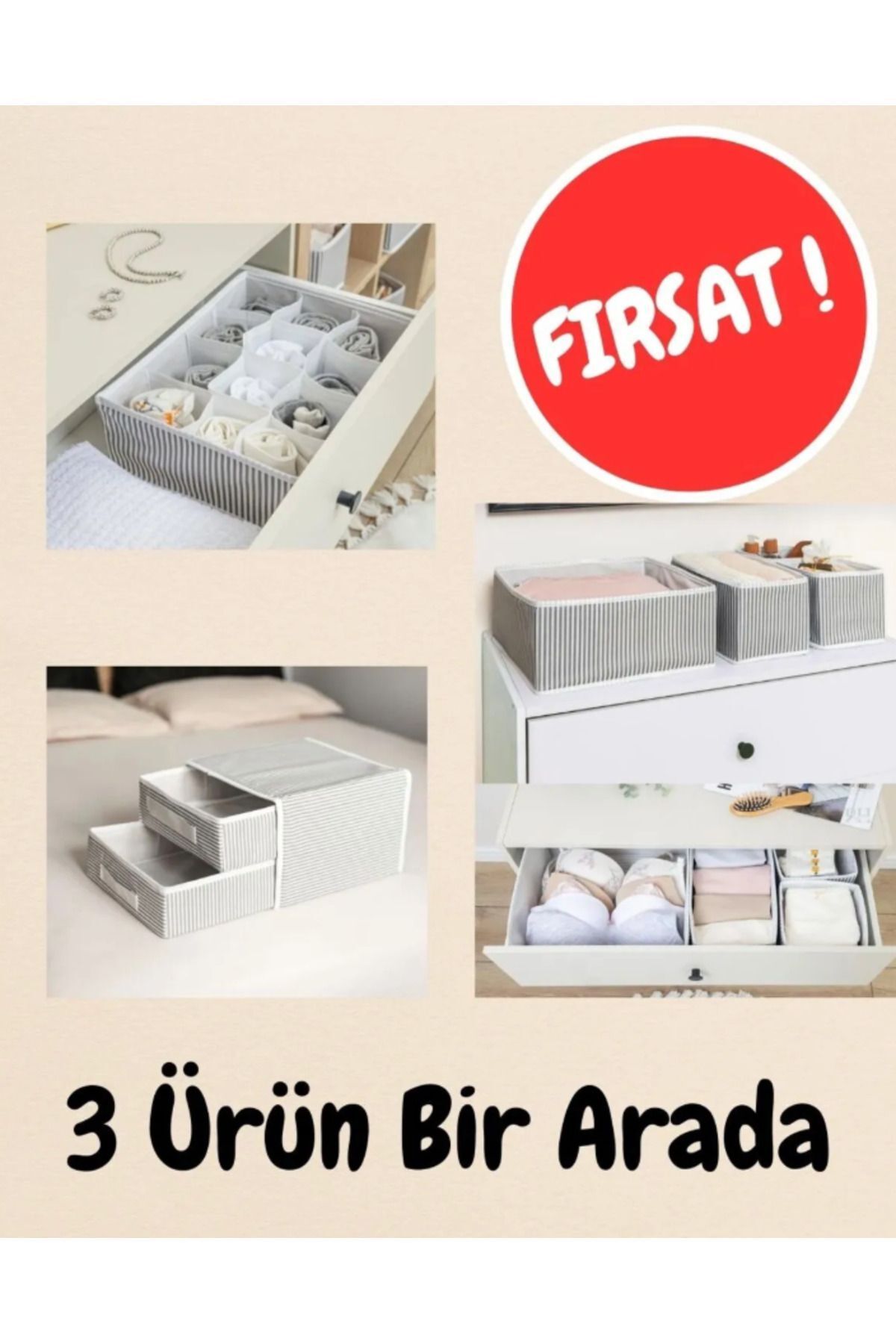 Nizal Home Çekmece / Dolap İçi Düzenleyici Seti 3’lü
